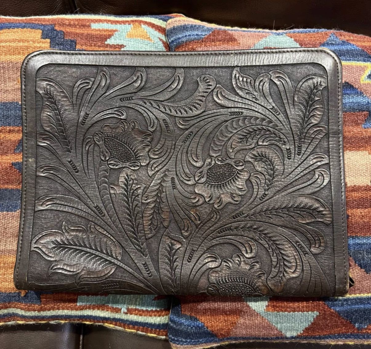 Ralph Lauren Ralph Lauren Double RL RRL Carved Leather Briefcase K22 Size ONE SIZE - 2 Thumbnail