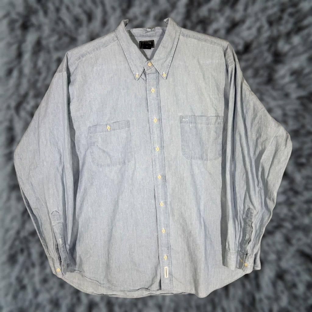 Vintage G.H. Bass & Co. Men’s Long Sleeve Button-Down Shirt XL Gray 100% Cotton Casual Button-Up Shirt XL Gray Mens Size US XL / EU 56 / 4 - 1 Thumbnail