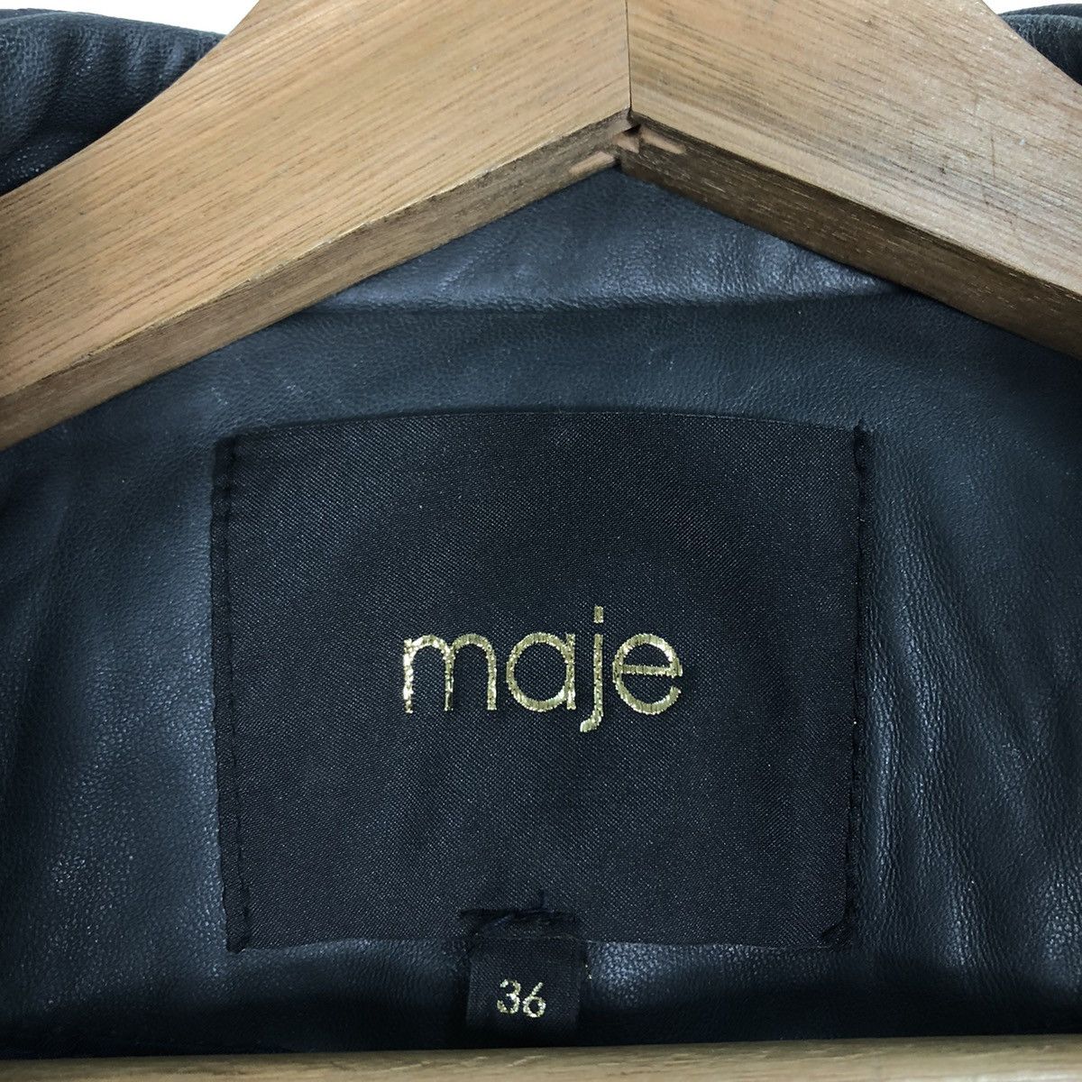 Japanese Brand 📌Cropped Biker Leather Jacket Pleated Maje Bondage Design Size XS / US 0-2 / IT 36-38 - 19 Thumbnail
