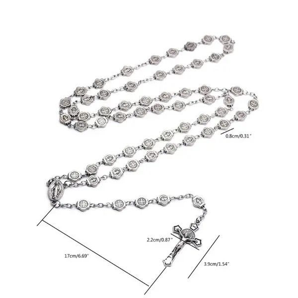 VIBE Saint Benedict Rosary Necklace Chain Catholic Church Jesus Size ONE SIZE - 4 Thumbnail