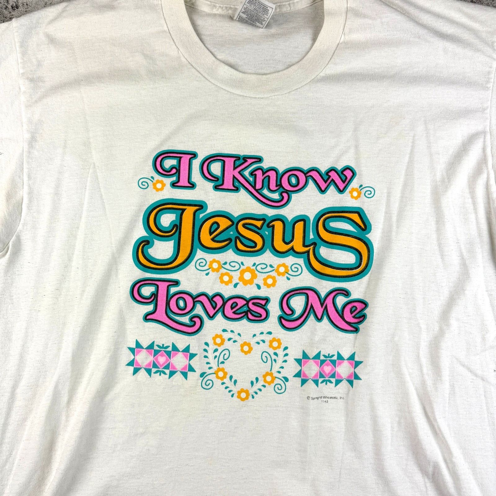 Fruit Of The Loom Vintage Jesus Shirt I Know Jesus Loves Me Size XL Size US XL / EU 56 / 4 - 1 Thumbnail