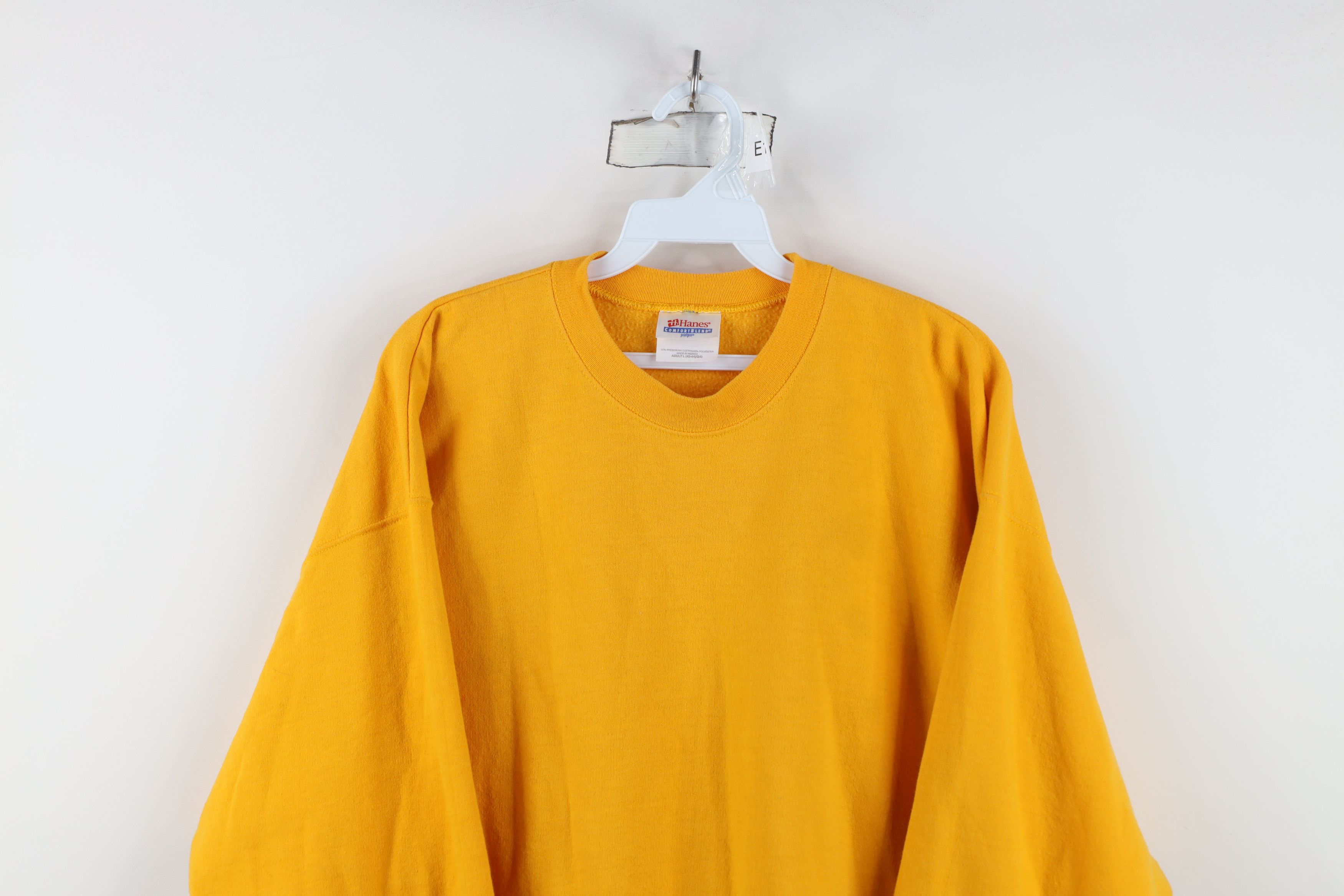 Vintage Vintage 90s Y2K Streetwear Blank Crewneck Sweatshirt Yellow Size US L / EU 52-54 / 3 - 2 Thumbnail