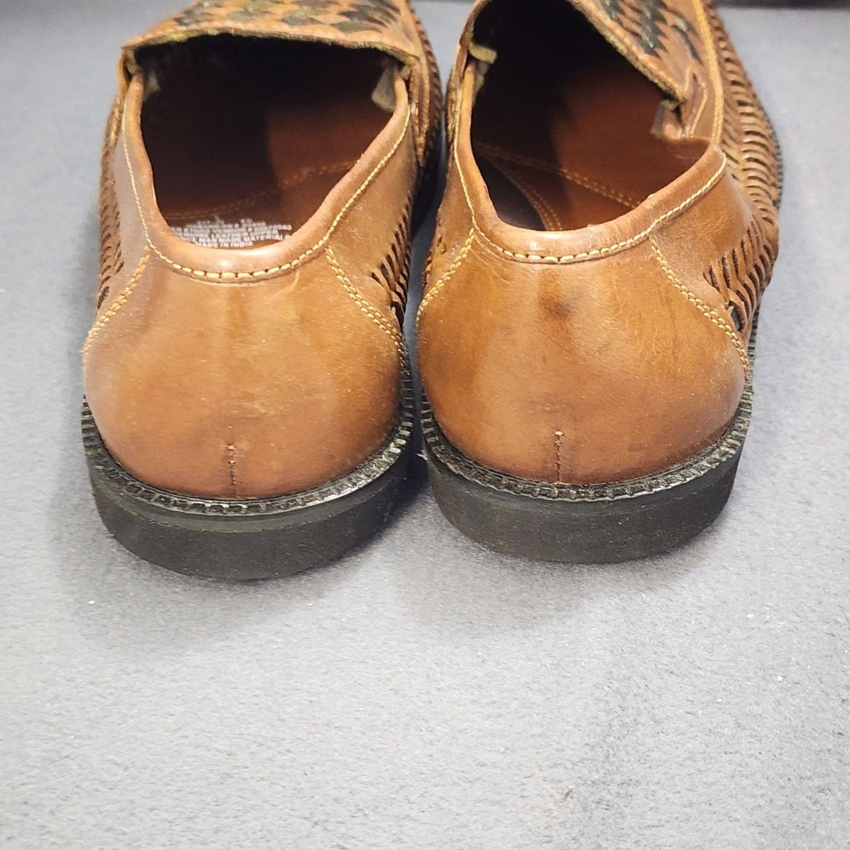 Vintage Deer Stags Loafers Slippers Mens 8 D Brown Leather Slip On Woven Casual Shoes Men's Front Slip On Size US 8 / EU 41 - 7 Thumbnail