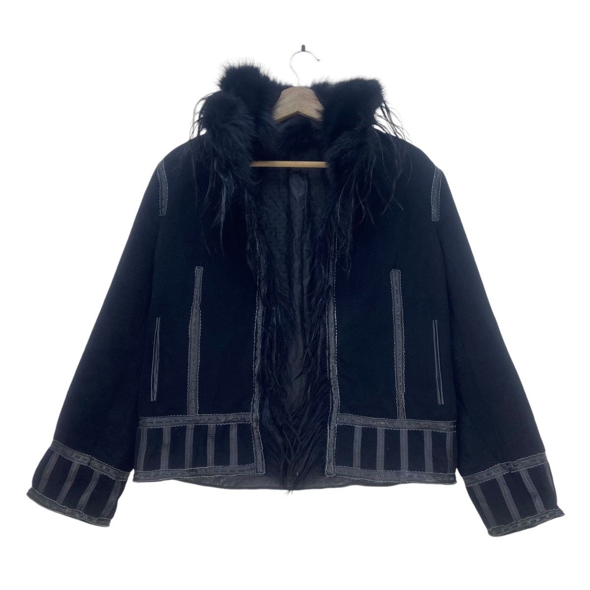 Japanese Brand Japanese Brand Blue Fox Fur Lamb Leather Wool Coat Size M / US 6-8 / IT 42-44 - 10 Thumbnail