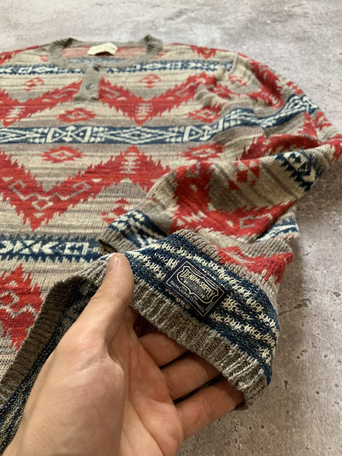 Denim & Supply Ralph Lauren × Vintage DENIM SUPPLY RALPH LAUREN RRL SWEATER KNITTED TEXAS INDIGO Size US XXL / EU 58 / 5 - 4 Thumbnail