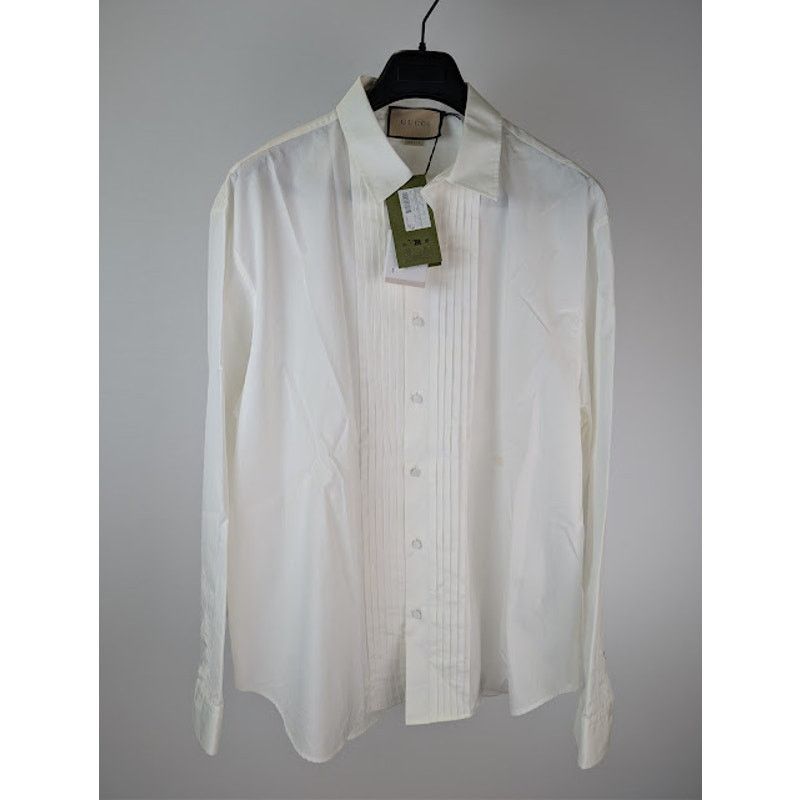 Gucci o1rshd1 Piece Dyed Popeline Over Boxy Shirt in Natural White Size US XL / EU 56 / 4 - 2 Thumbnail