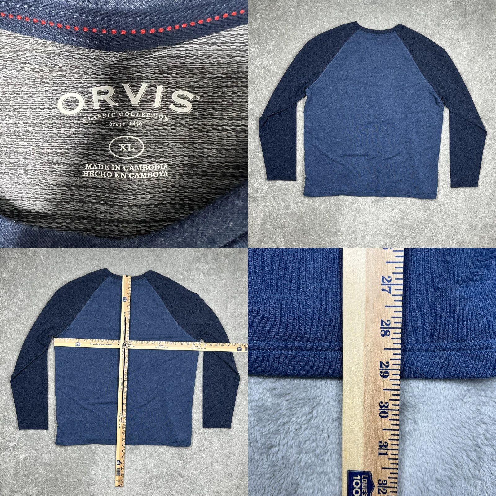 Orvis Orvis Long Sleeve T-Shirt Mens XL Heather Blue Rayon Polyester Blend Crew Neck Logo Stretch Regular American Shirt Size US XL / EU 56 / 4 - 8 Thumbnail