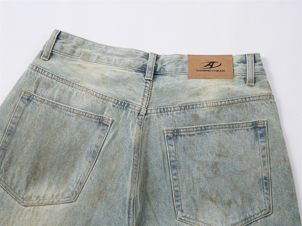 Vintage Men's vintage loose wide-leg washed distressed dirty jeans Size US 32 / EU 48 - 5 Thumbnail