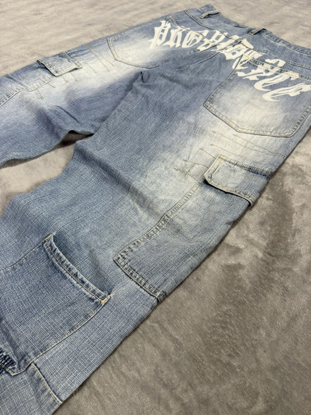 JNCO × Japanese Brand × Spyder Vintage Spider Web Poems Japanese baggy Cargo Denim Pants Size US 30 / EU 46 - 19 Thumbnail