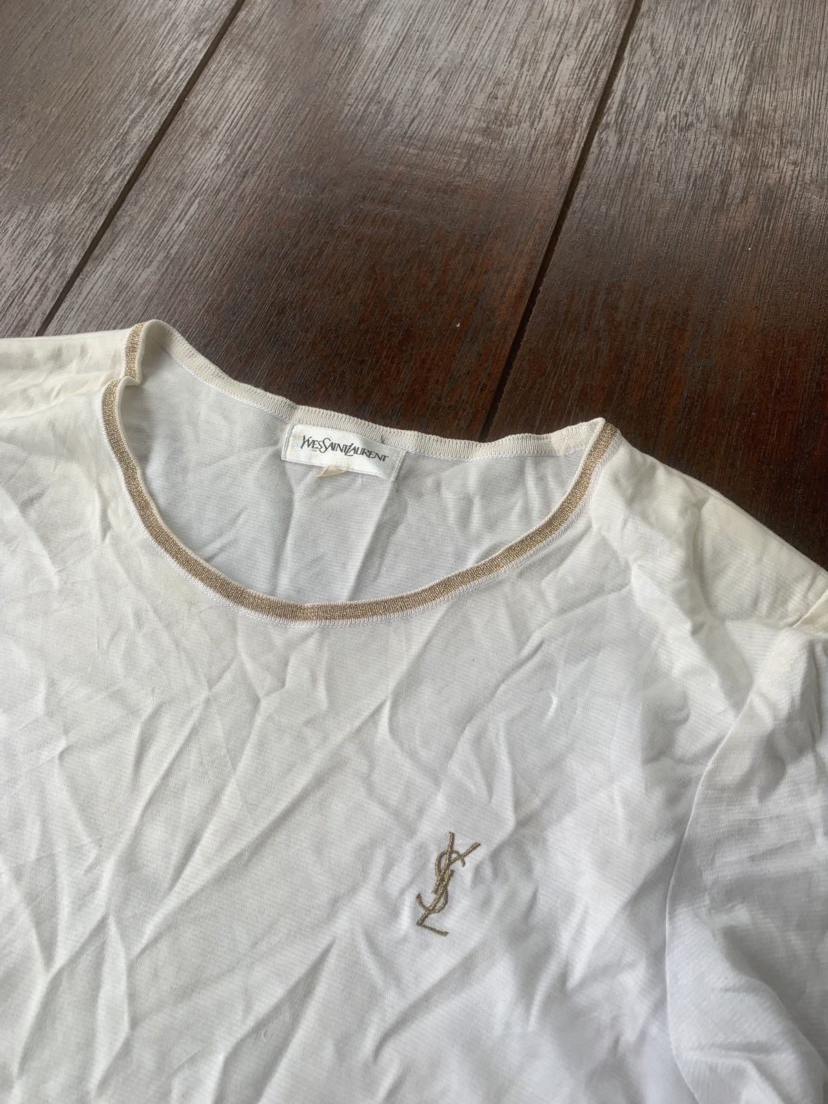 Vintage × Yves Saint Laurent Vintage YSL gold embroidery logo tops Size L / US 10 / IT 46 - 2 Thumbnail