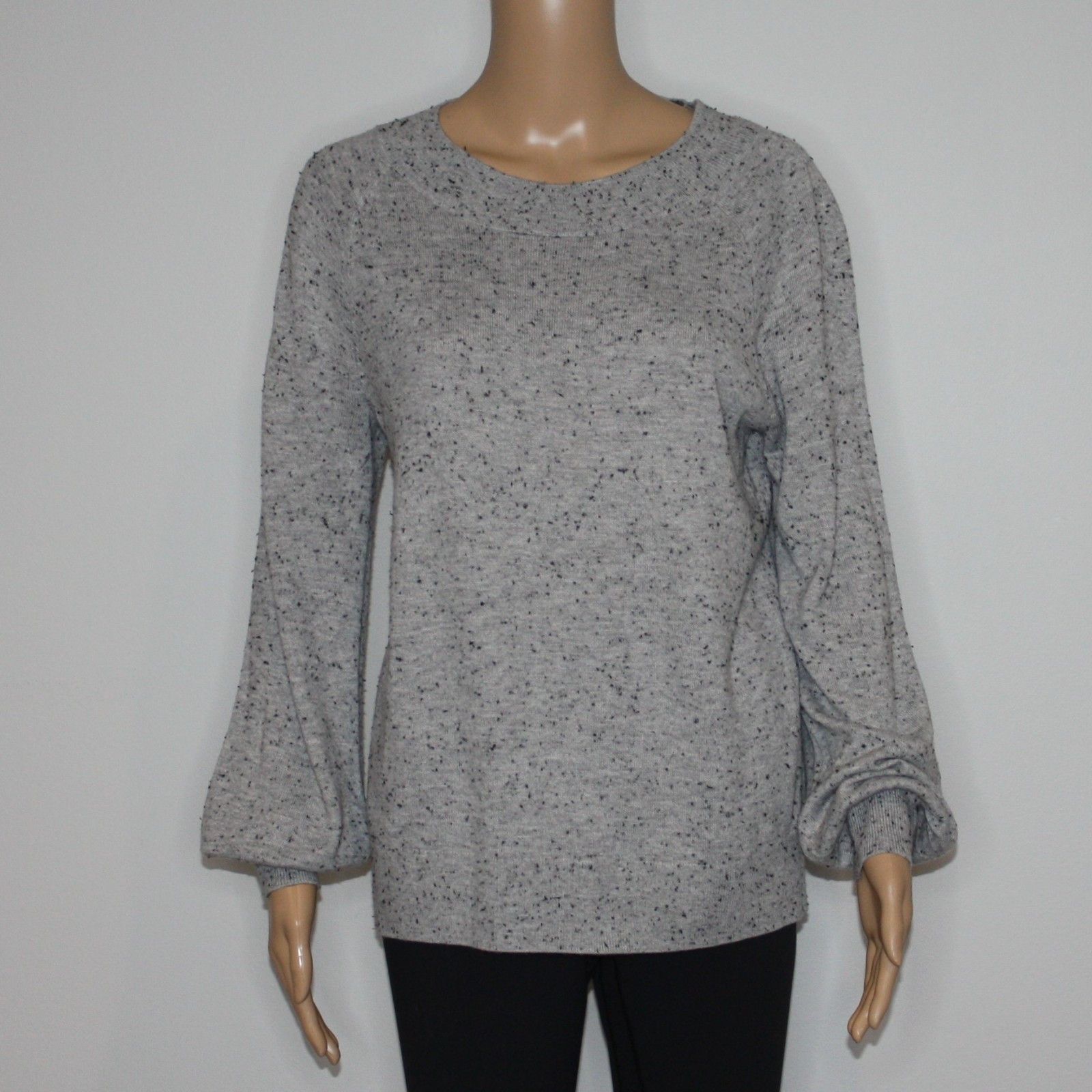 Loft Speckled Draped Sleeve Sweater in Light Gray Mélange size M Size M / US 6-8 / IT 42-44 - 7 Thumbnail