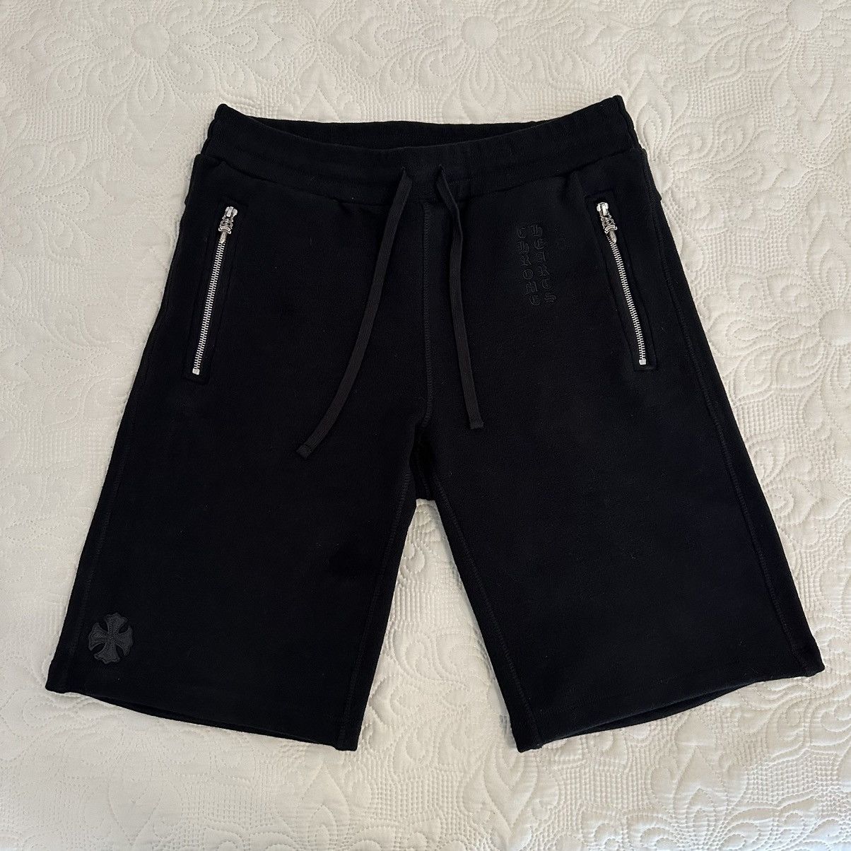 image of Chrome Hearts Grp Y Not Terry Cotton Shorts Black Size Medium, Men's