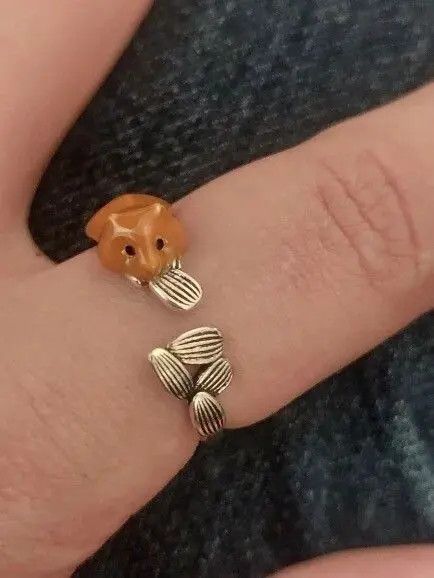 Jewelry Chipmunk Eat Seed Adjustable Ring Size ONE SIZE - 4 Thumbnail