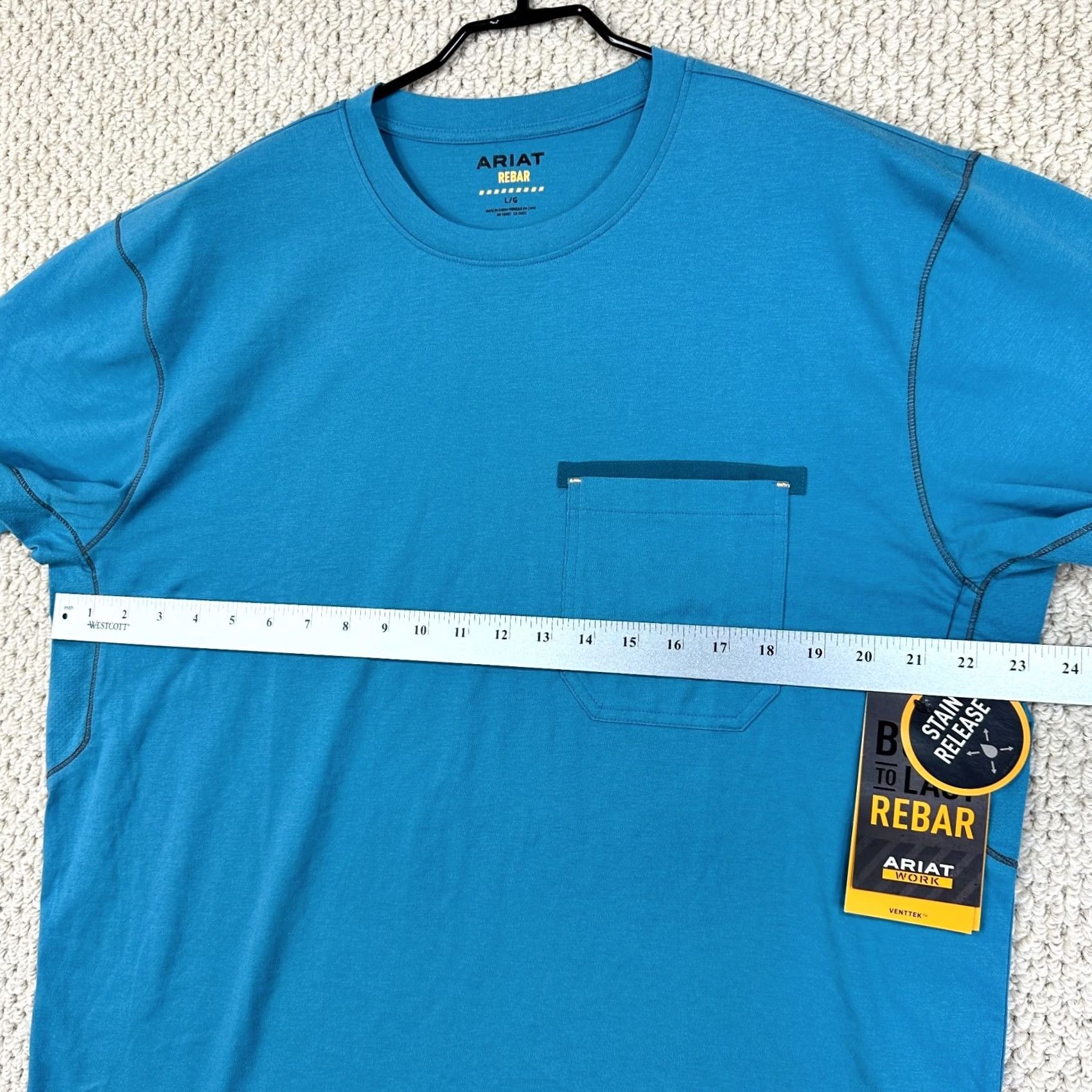 Ariat Ariat Rebar T Shirt Mens Large Blue Work Vent Tek Short Sleeve Tee Size US L / EU 52-54 / 3 - 6 Thumbnail
