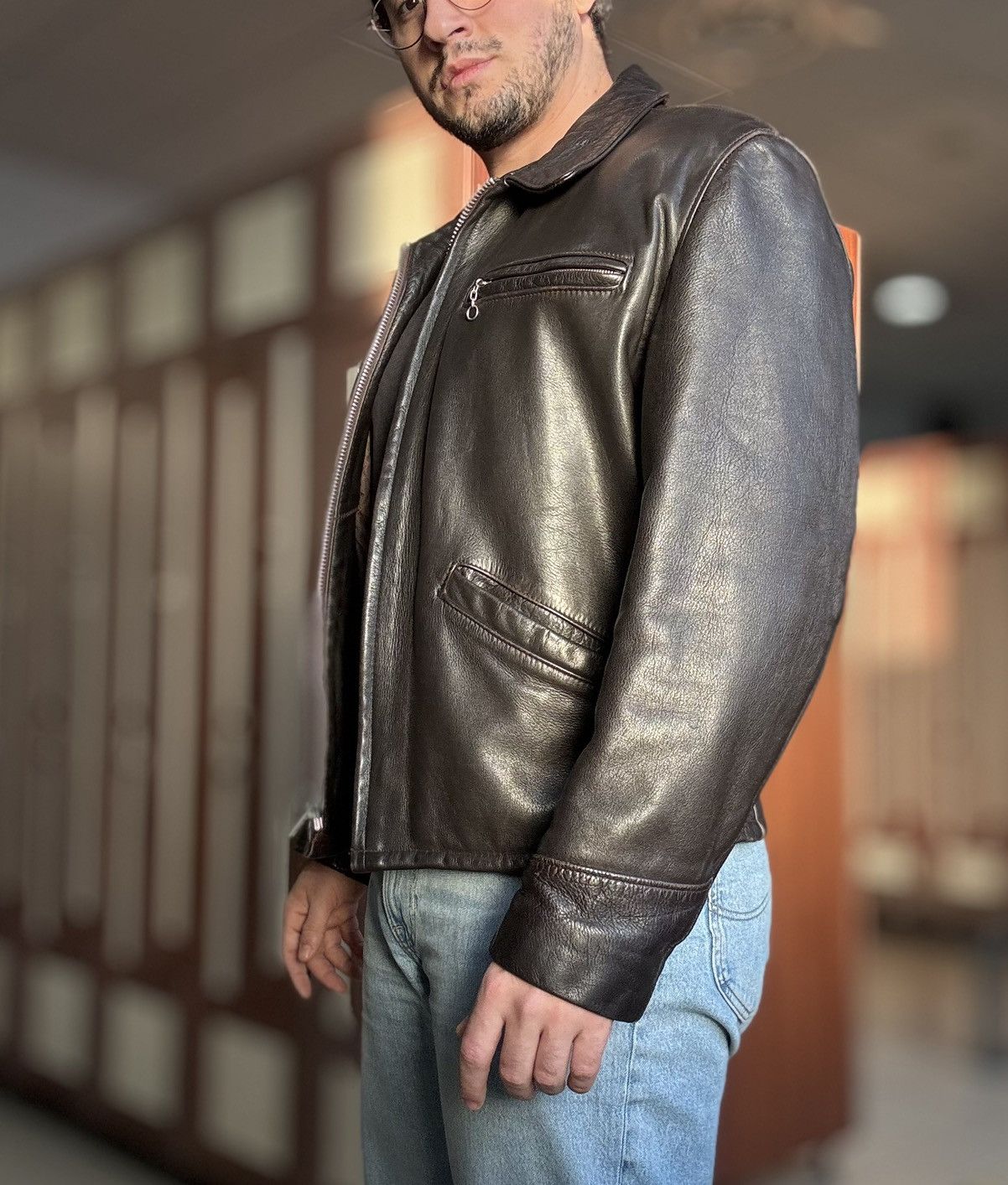 Schott Schott 544 deep brown cowhide leather jacket size 48 Usa Size US XXL / EU 58 / 5 - 2 Thumbnail