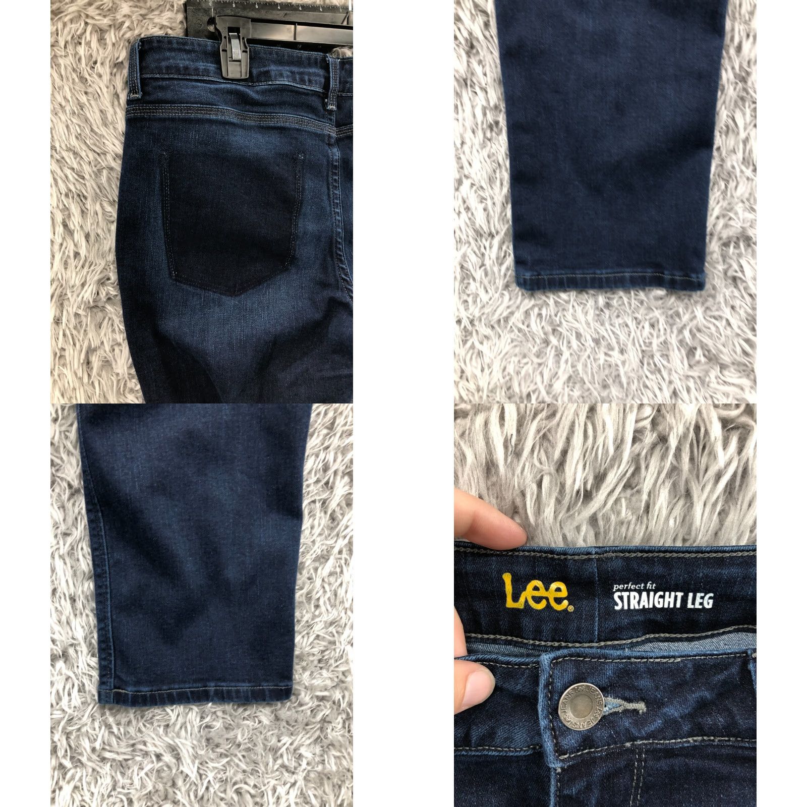 Lee Lee Perfect Fit Straight Jeans Womens Dark Wash Blue Size 18 Short Regular 5-Pocket Denim Cotton Jeans Mens? No. Size 40" / US 18 - 8 Thumbnail