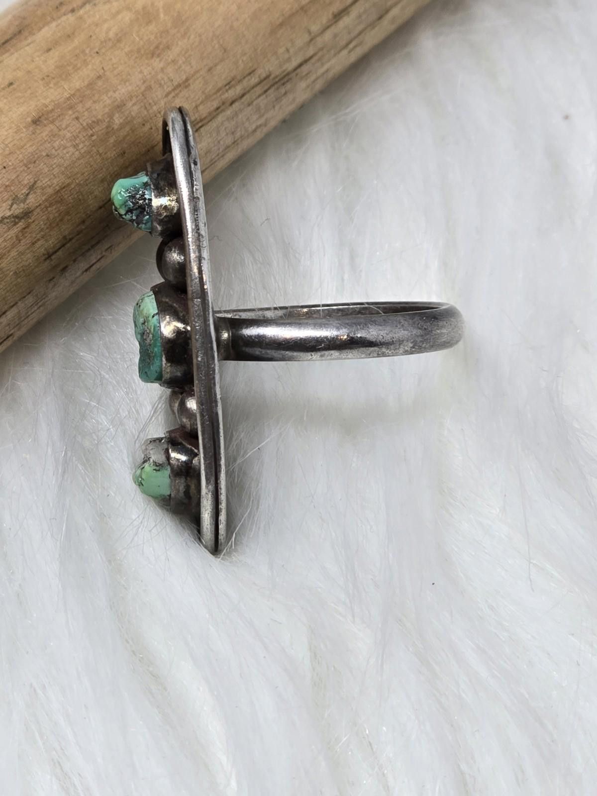 Other Vintage Native American 925 Silver Turquoise Ring Old Pawn Size ONE SIZE - 3 Thumbnail