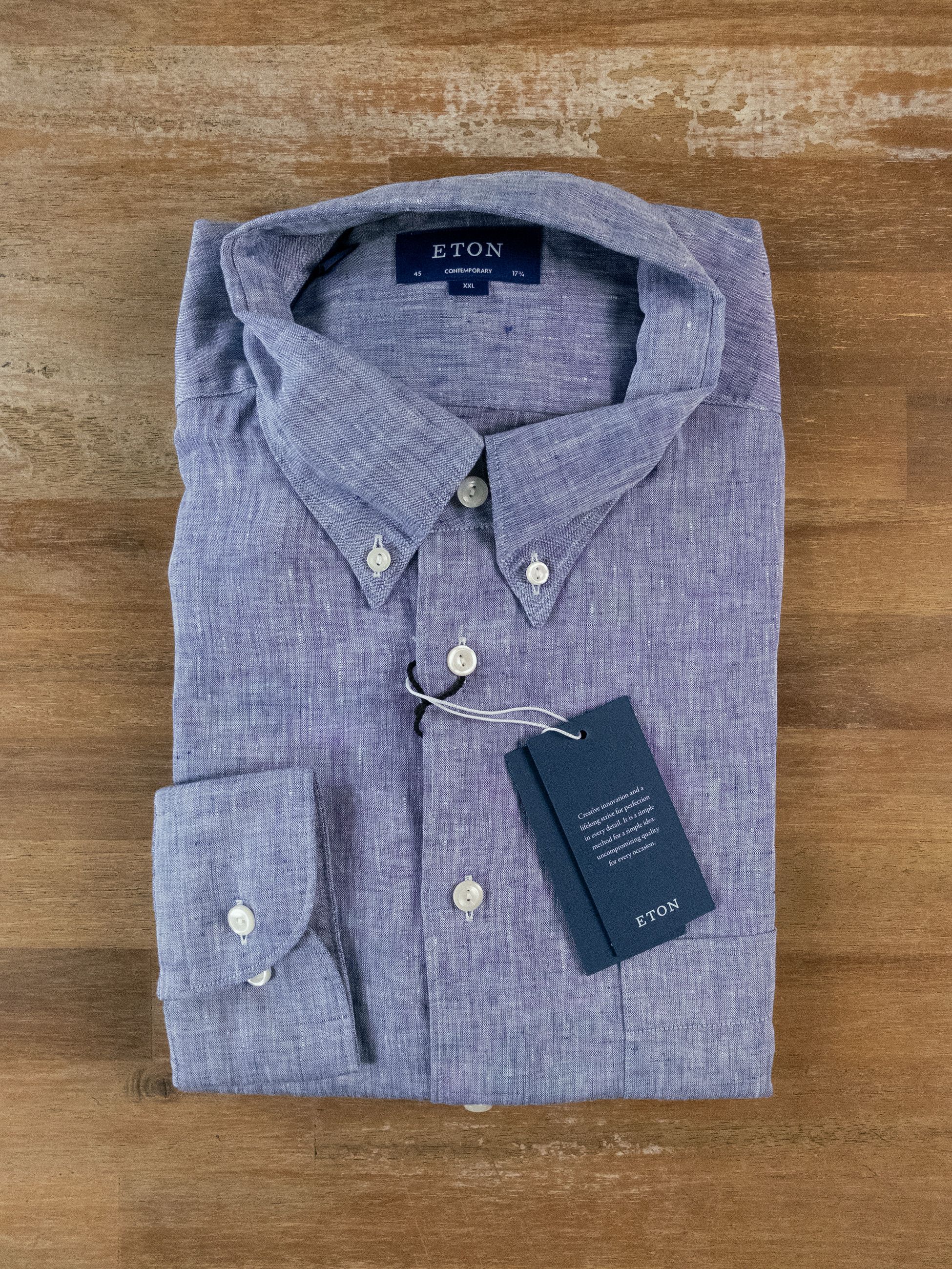 Eton ETON of Sweden contemporary fit blue linen shirt 45 XXL Size US XXL / EU 58 / 5 - 1 Thumbnail