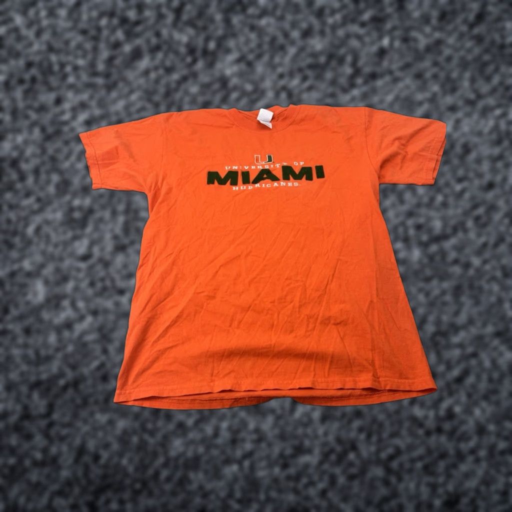 Gildan VINTAGE Gildan Shirt University Miami Hurricanes Orange Adult L Crew Neck Short Sleeve Cotton Mens Size US L / EU 52-54 / 3 - 1 Thumbnail
