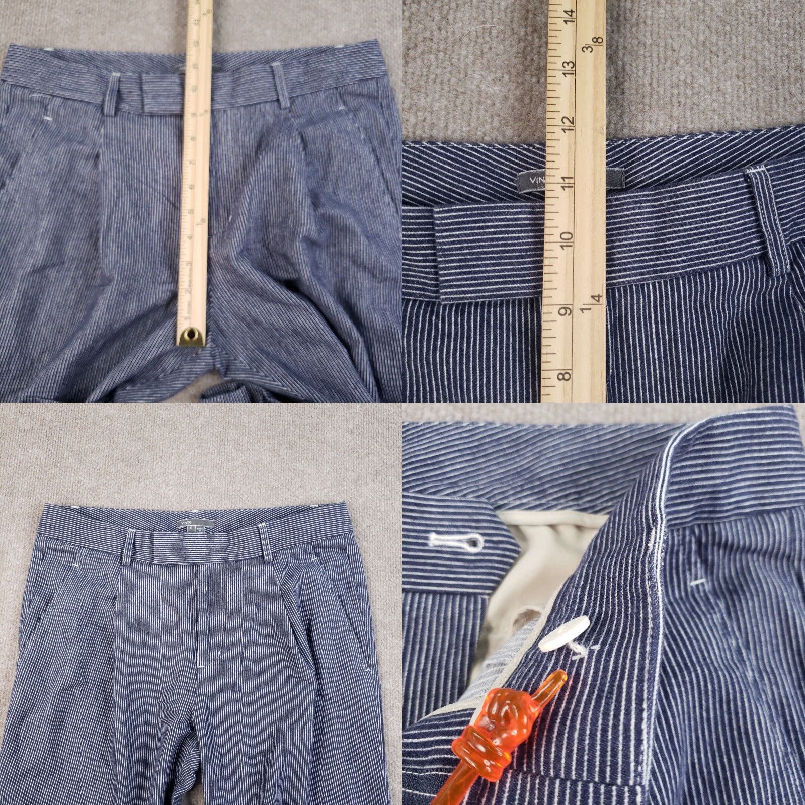 Vince Vince Womens Size 8 Pants (32x29) Blue White Striped Knit Pleated Straight Leg Size 32" / US 10 / IT 46 - 8 Thumbnail