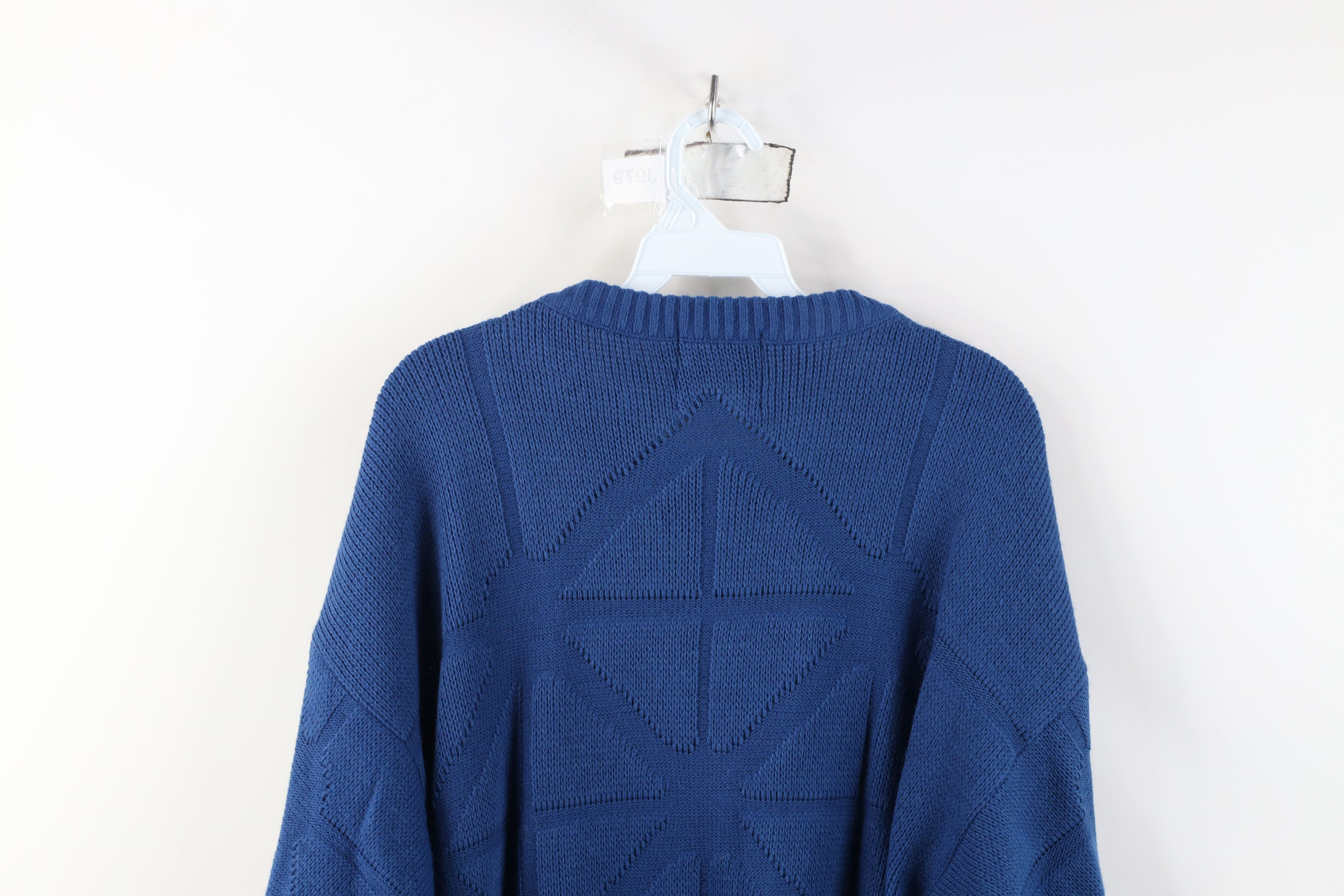 Vintage Vintage 90s Streetwear Ribbed Knit Sweater Blue USA Size US L / EU 52-54 / 3 - 10 Thumbnail