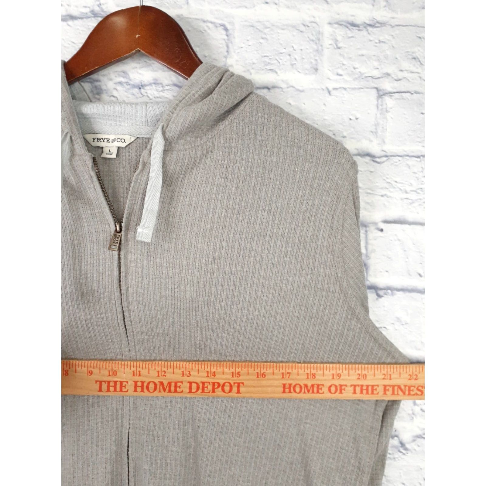 Frye Frye Co Full Zip Waffle Knit Hoodie Thumb Holes Fits Medium Gray Lightweight Size M / US 6-8 / IT 42-44 - 6 Thumbnail