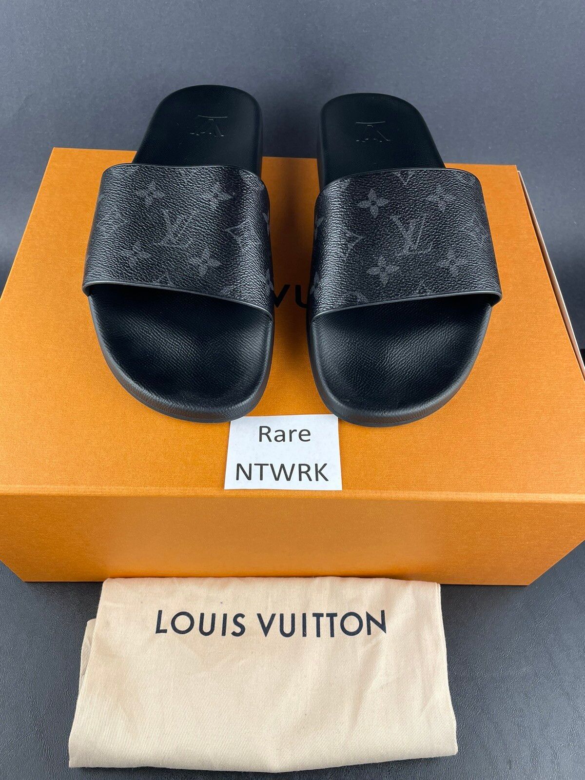 Louis Vuitton Slides, Waterfront Mule White Monogram Men's (42