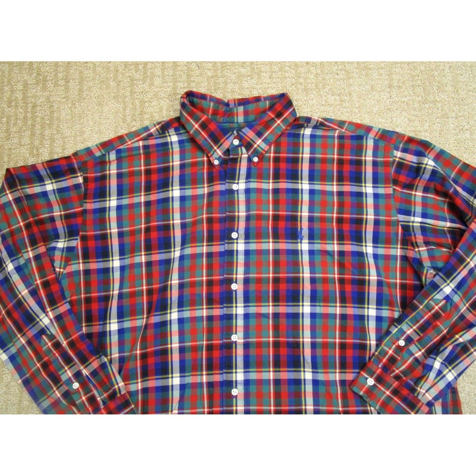 Ralph Lauren Ralph Lauren Shirt Men 2XL Red Blue Plaid Blake Button-Down Long Sleeve Classic Button-Up Knit? Size US XXL / EU 58 / 5 - 2 Thumbnail