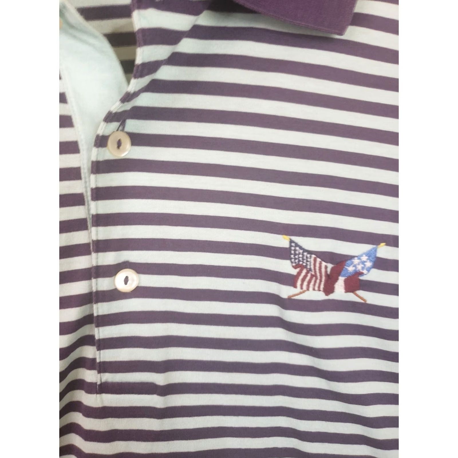 Peter Millar Peter Millar Golf Polo Shirt Men's L Purple Teal Striped 100% Cotton Cotton Size US L / EU 52-54 / 3 - 4 Thumbnail