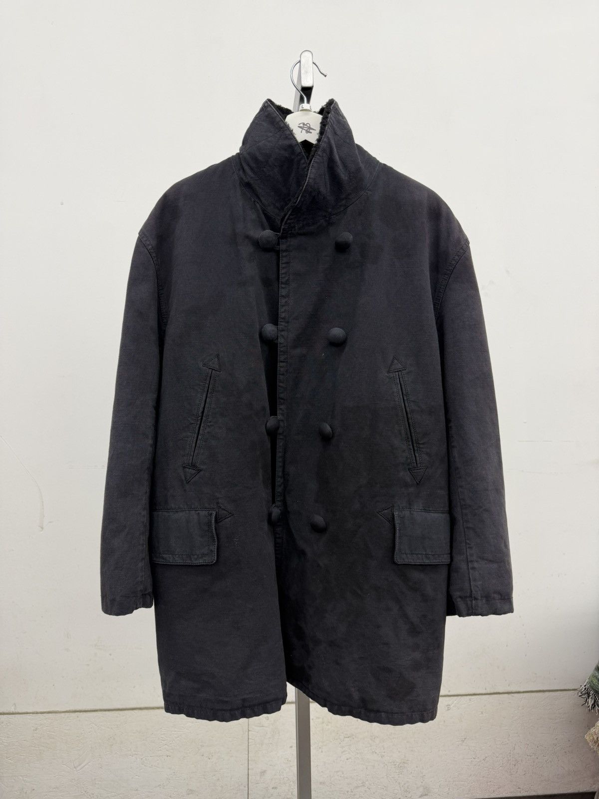 Balenciaga Balenciaga Asymmetric DoubleBreasted Sherpa Canvas Deck Coat Size US M / EU 48-50 / 2 - 1 Thumbnail