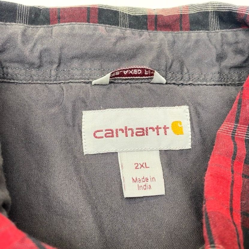 Carhartt Carhartt Shirt 102202 Mens 2XL Red Plaid Relaxed Fit Button-Down Long Sleeve Shirt Size US XXL / EU 58 / 5 - 6 Thumbnail