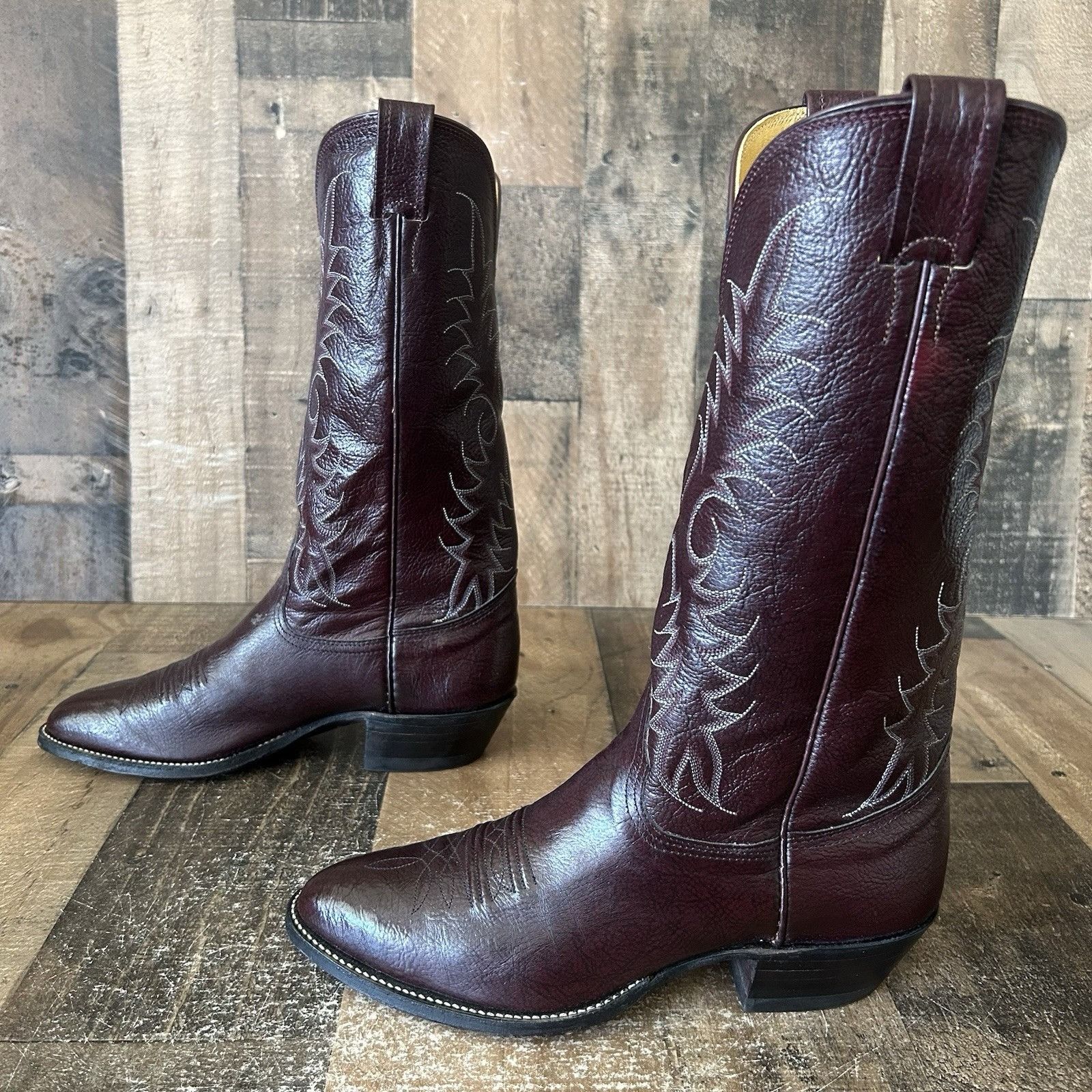 Nocona Boots Nocona Vintage Burgundy Western Cowboy Boots Mens 7.5 D Size US 7.5 / EU 40-41 - 12 Thumbnail