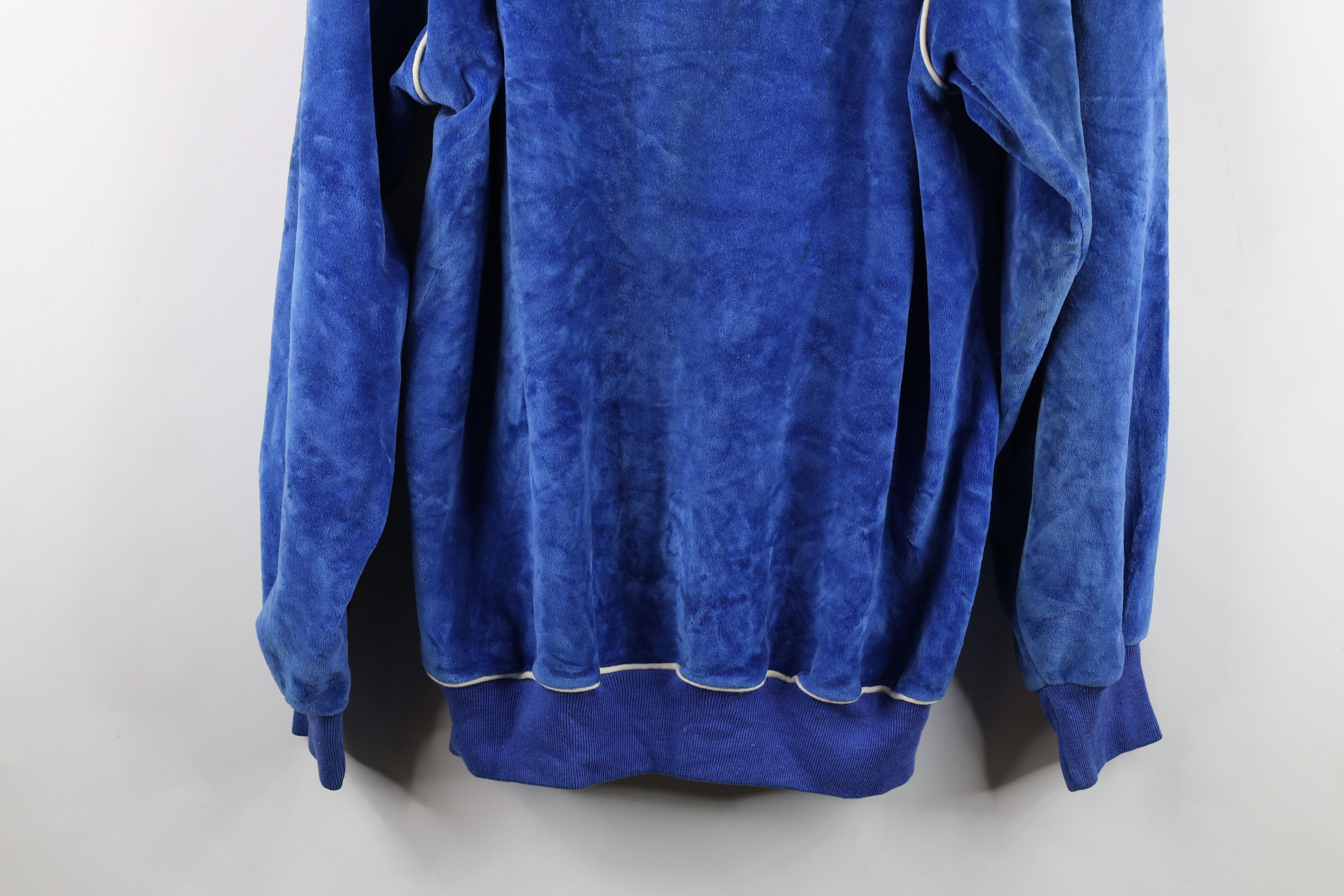 Vintage Vintage 70s Streetwear Velvet Velour Sweatshirt Blue USA Size US XL / EU 56 / 4 - 3 Thumbnail