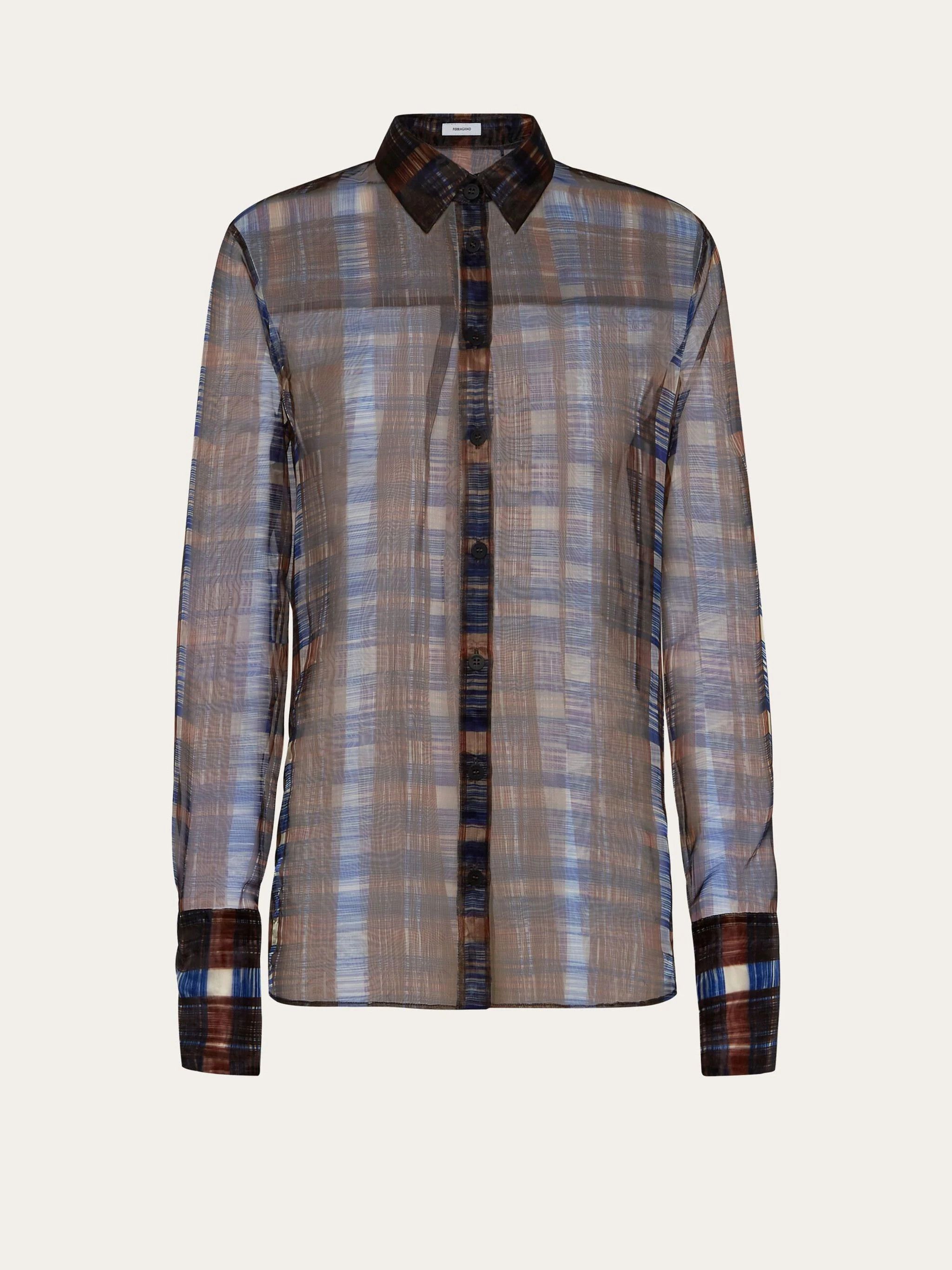 Salvatore Ferragamo o1s1rm0924 August Organza Check Shirt in Multicolor Size M / US 6-8 / IT 42-44 - 1 Thumbnail