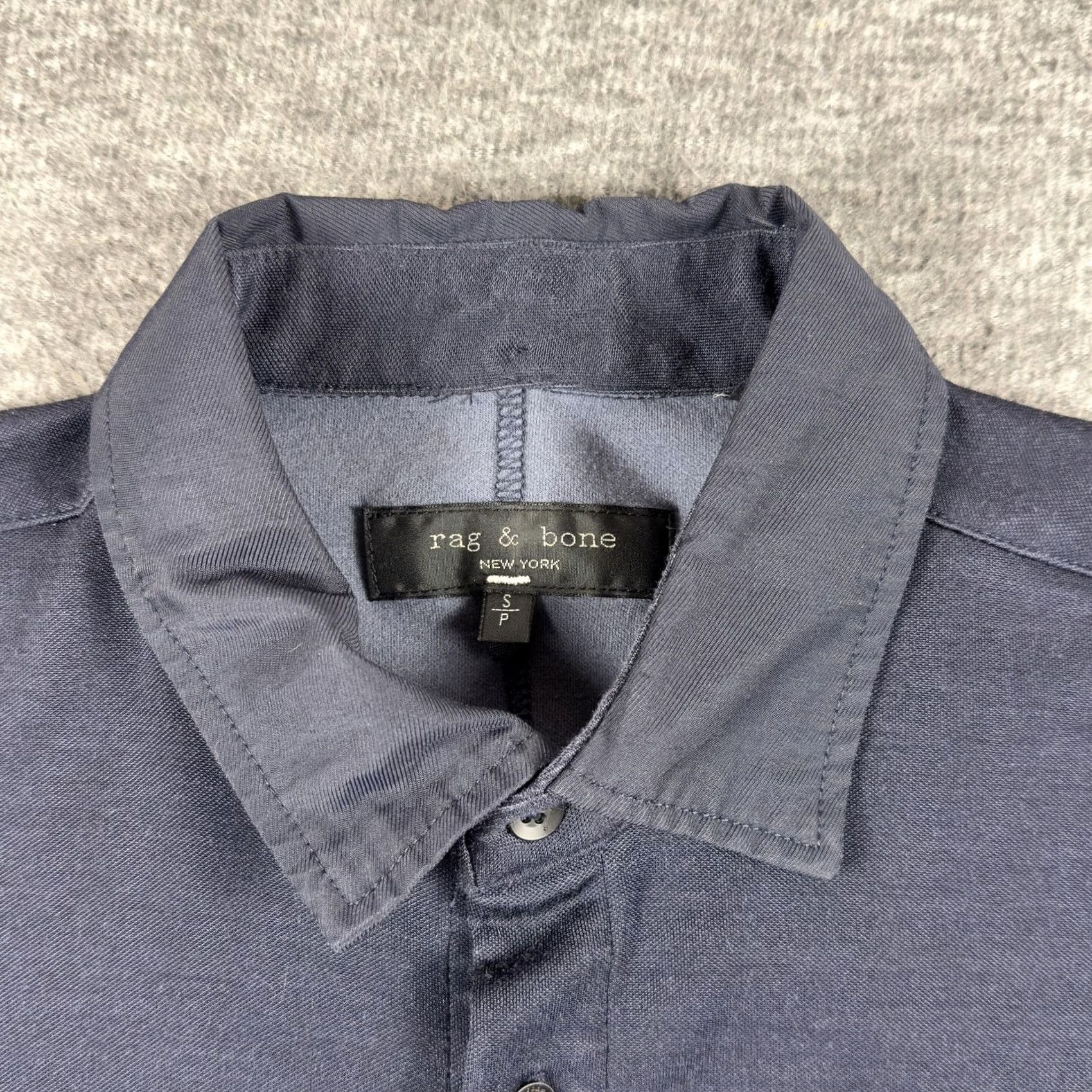 Rag & Bone Rag & Bone Shirt Mens Small Blue Solid Short Sleeve Button Up Stretch Jersey Size US S / EU 44-46 / 1 - 2 Thumbnail