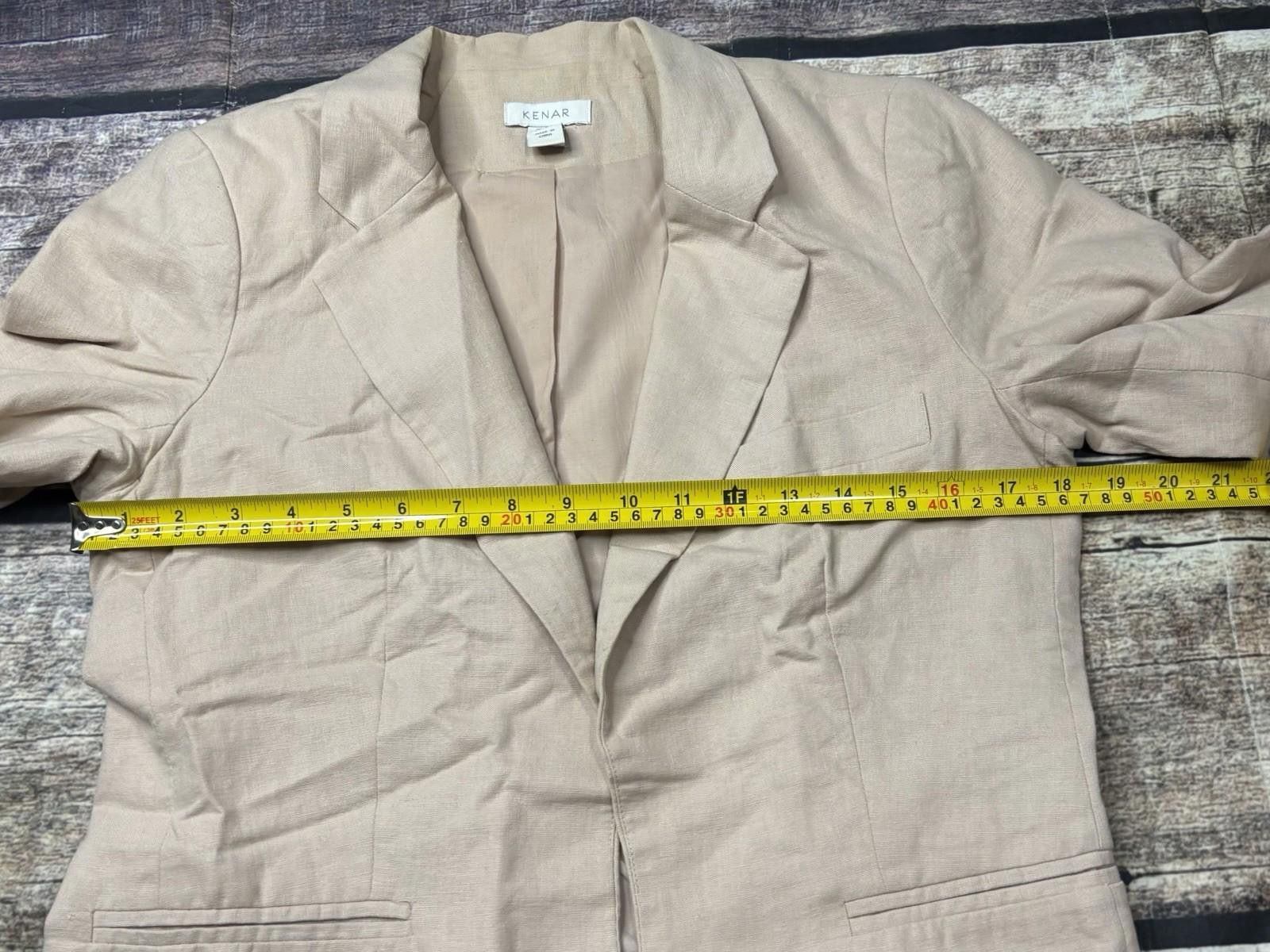 Kendrick Lamar Kenar Blazer Jacket Womens Medium Linen Cotton Beige Open Size M / US 6-8 / IT 42-44 - 11 Thumbnail