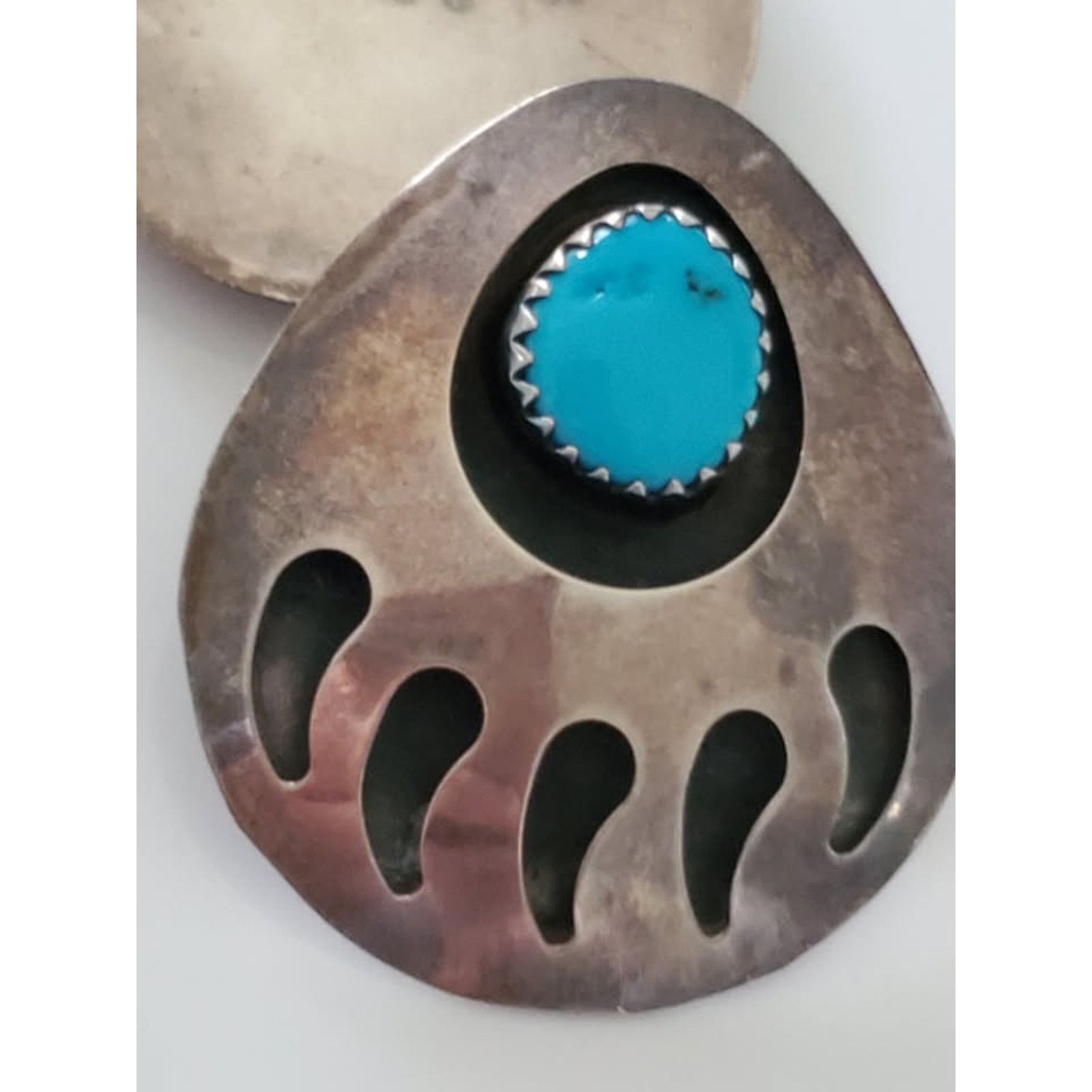 Other Vintage Sterling Silver Turquoise Bear Paw Earrings Size ONE SIZE - 3 Thumbnail