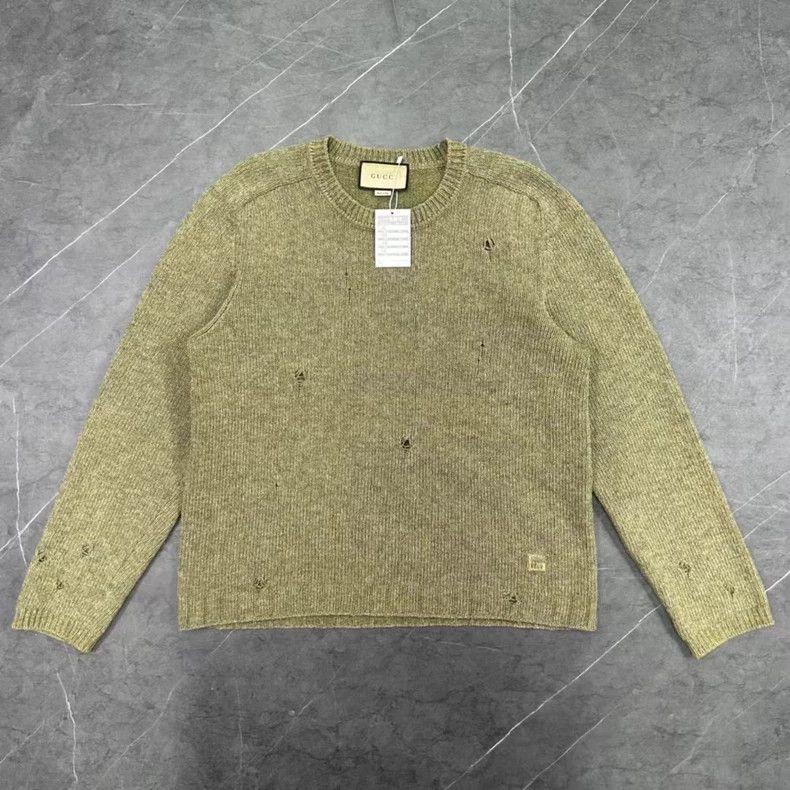 Gucci gucci distressed green knit sweater size xl-dmc Size US XL / EU 56 / 4 - 1 Thumbnail