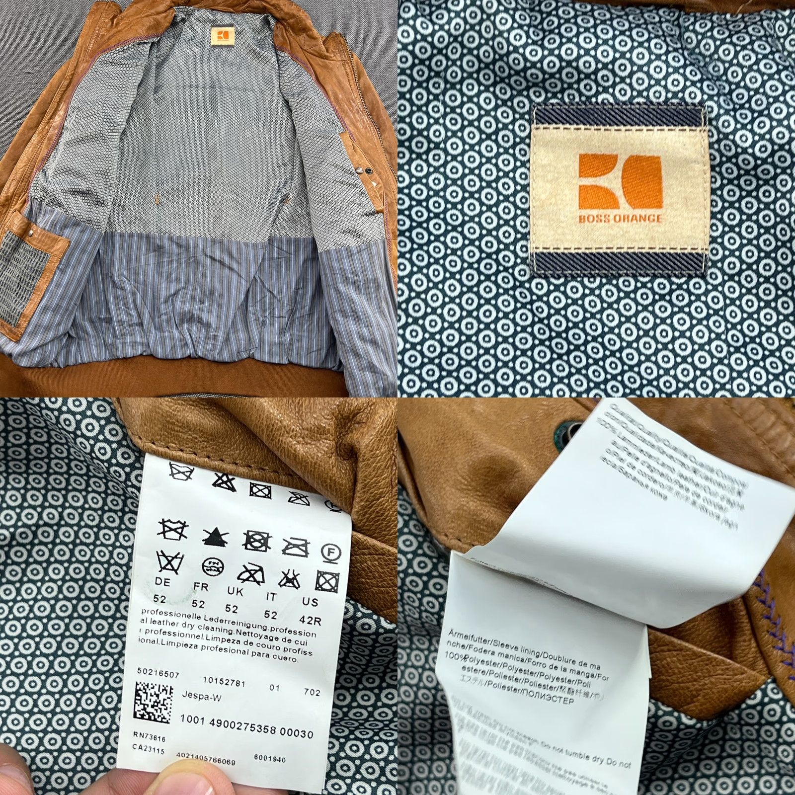 Hugo Boss Hugo Boss Brown Lamb Leather Jacket Mens Size 52 Bomber Jacket Brown Size US L / EU 52-54 / 3 - 9 Thumbnail