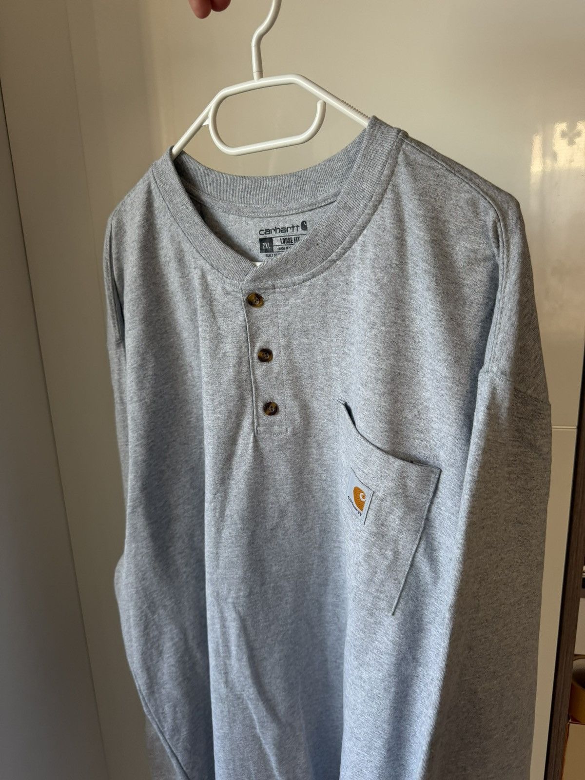 Carhartt ‼️Carhartt Box Logo Basic Oversize Long Sleeve Tee dril‼️ Size US XXL / EU 58 / 5 - 7 Thumbnail
