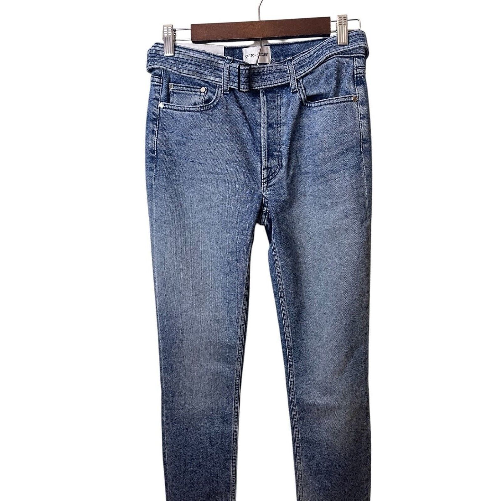 COTTONCITIZEN Cotton Citizen High Split Skinny Leg Frayed Hem Belted sz 27 Size 27" / US 4 / IT 40 - 3 Thumbnail