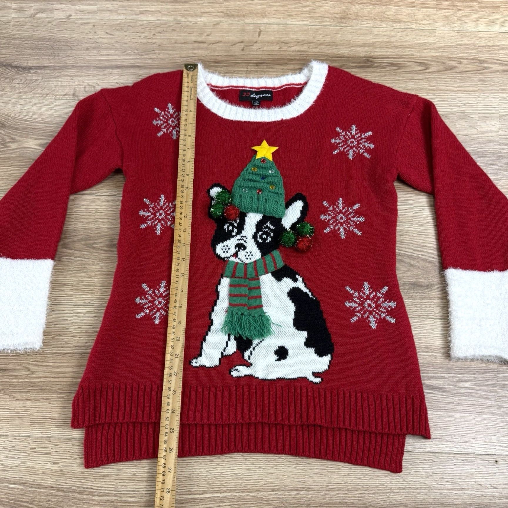 Vintage VINTAGE 33 Degrees Christmas Sweater, Womens Medium Holiday Ugly Sweater Red Pug Dog Size M / US 6-8 / IT 42-44 - 4 Thumbnail