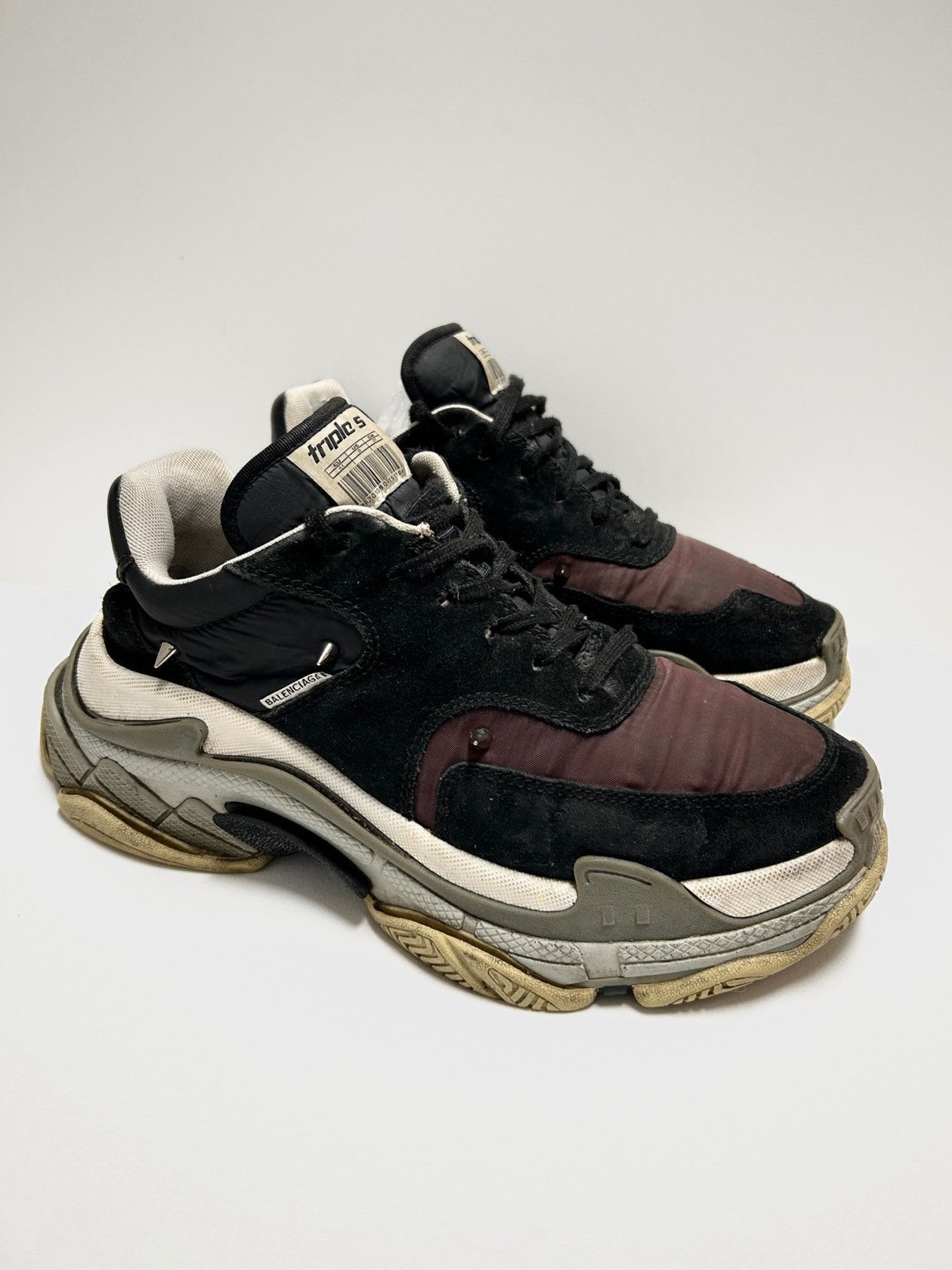 Balenciaga 2017 Burgundy Spiked Triple S Sneaker Size US 8 / EU 41 - 1 Thumbnail