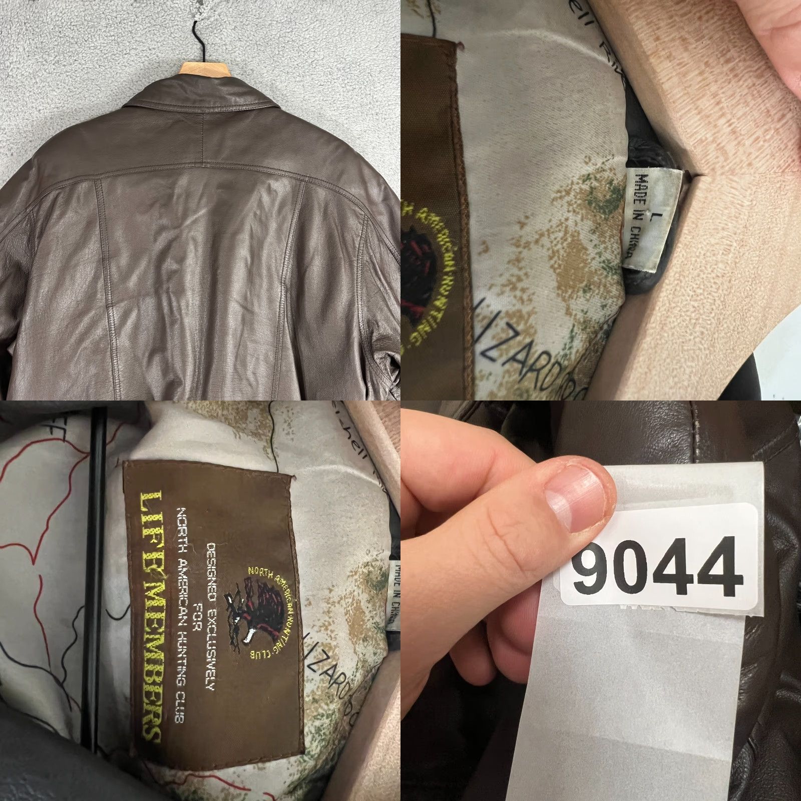 Vintage VINTAGE MEMBERS CLUB North American Hunting Club Life Member MENS Brown Leather Bomber Jacket L Size US L / EU 52-54 / 3 - 9 Thumbnail