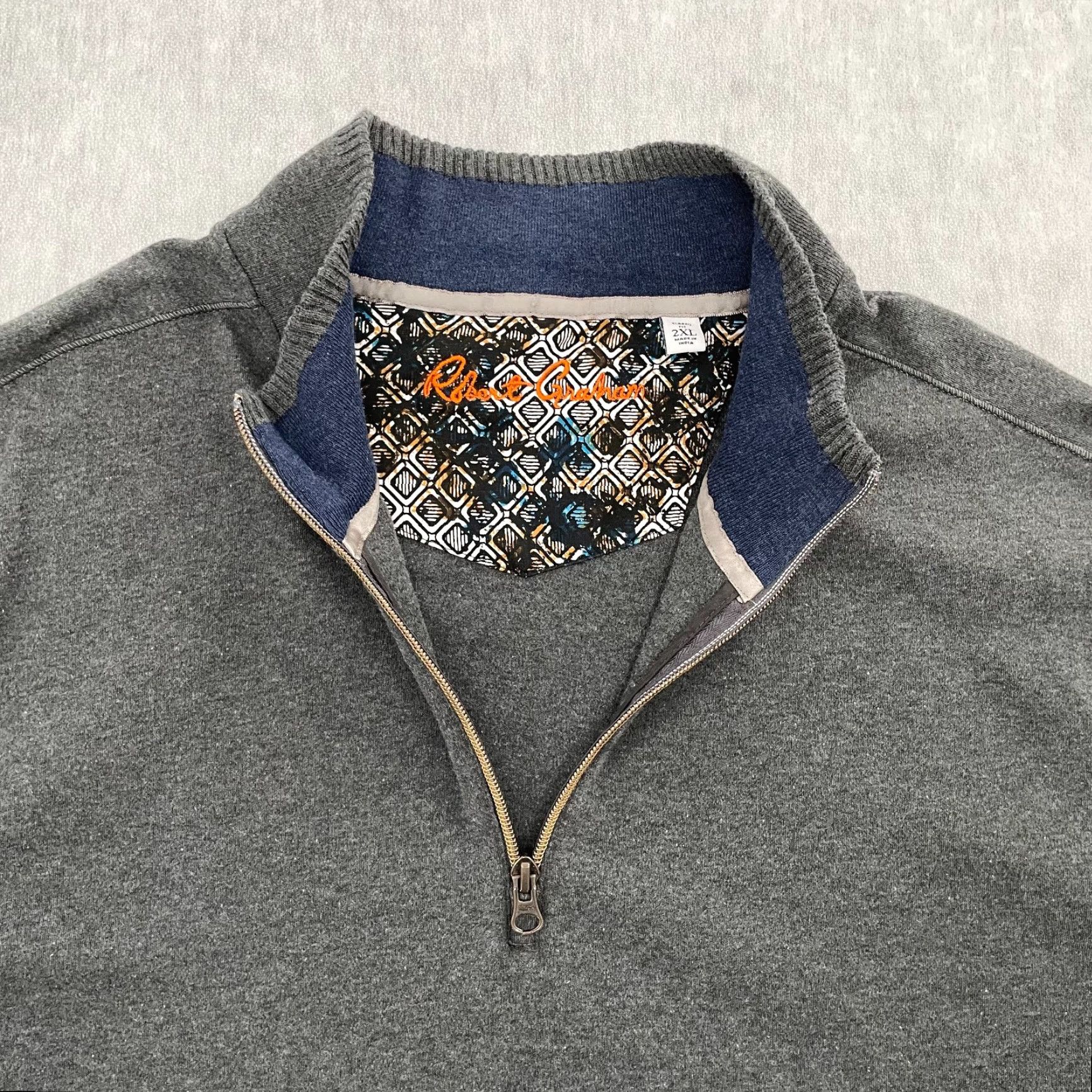 Robert Graham Robert Graham Sweater Adult 2XL Gray 1/4 Zip Pullover Classic Fit Mens XXL Size US XXL / EU 58 / 5 - 3 Thumbnail