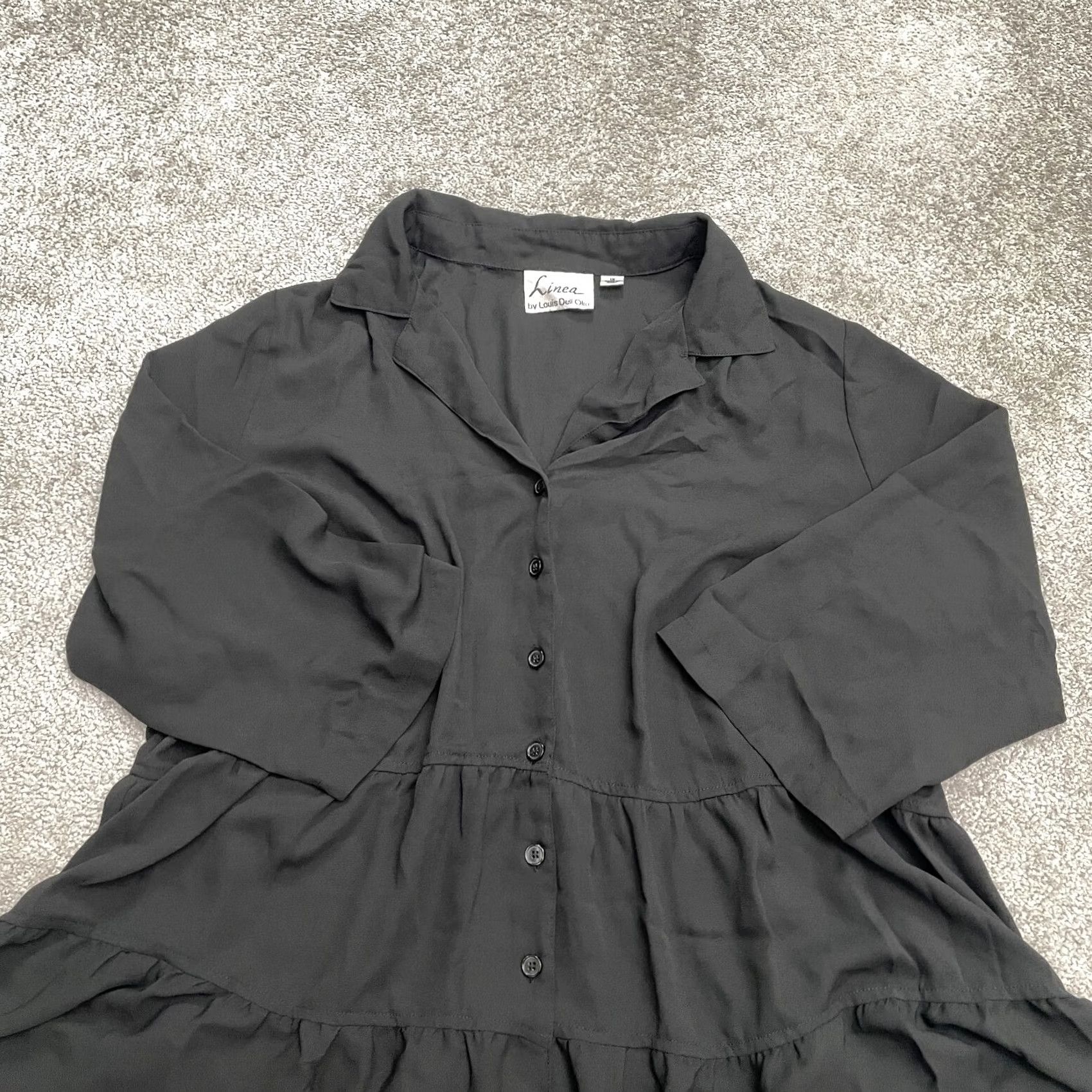 Vintage Linea by Louis Dell'Olio Blouse Shirt Womens 1X Black Button Down Long Sleeve Tunic Solid Polyester Classic Vintage No Size XL / US 12-14 / IT 48-50 - 3 Thumbnail