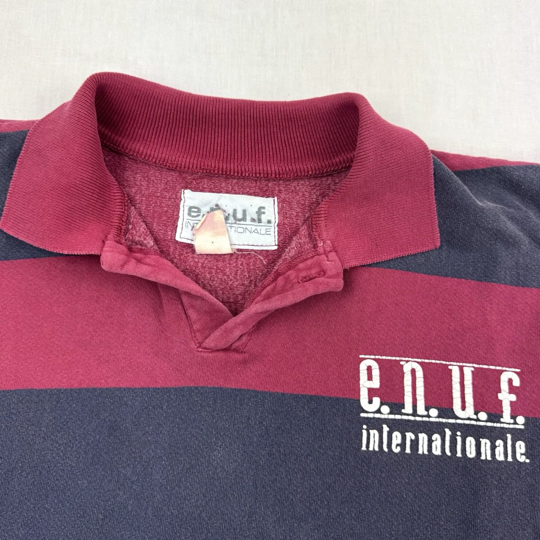Vintage VINTAGE Enuf Internationale Rugby Polo Shirt Adult Large Striped 90s Red Mens Size US L / EU 52-54 / 3 - 2 Thumbnail