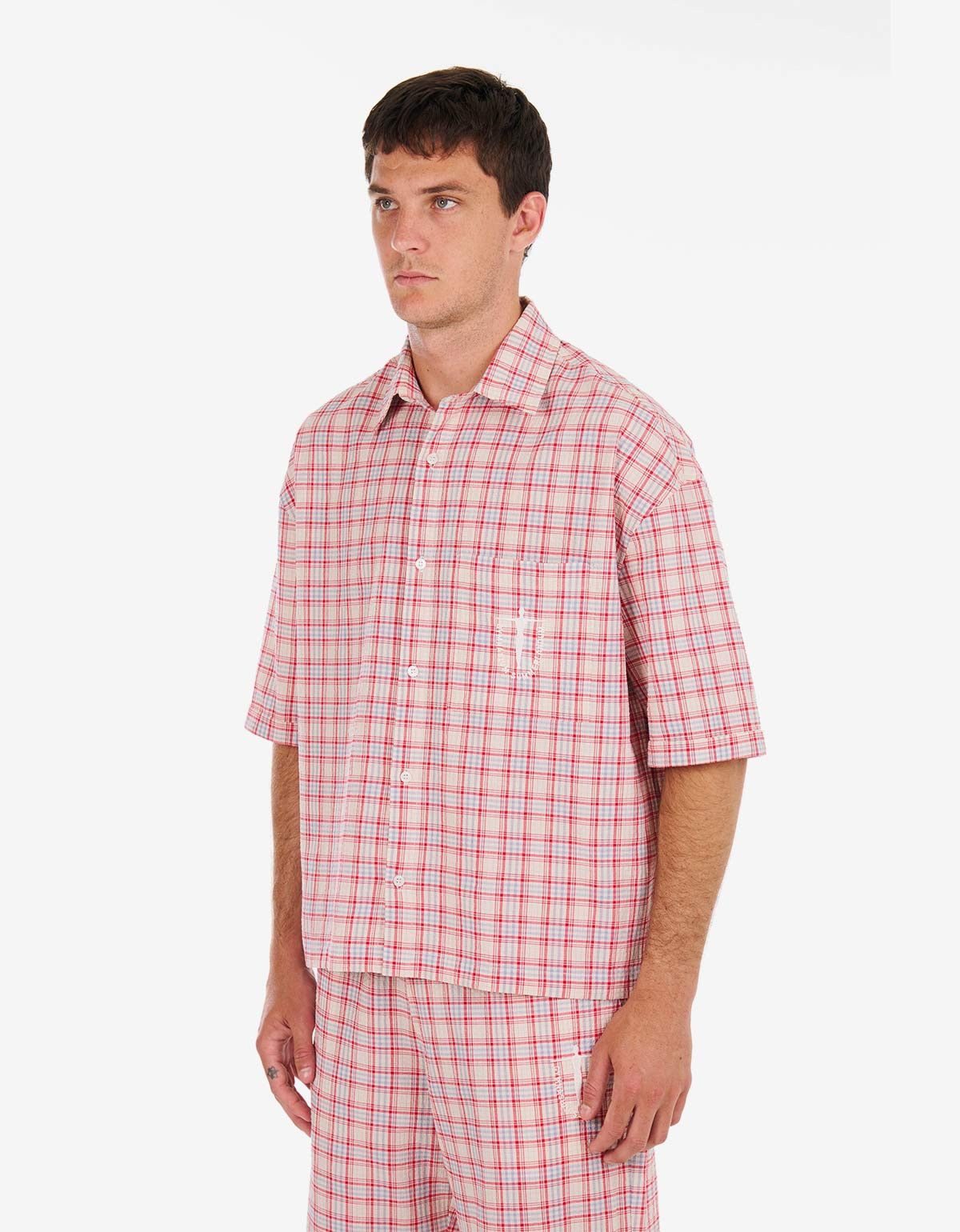 Nahmias Nahmias Red Plaid Summerlandum Cropped Short Sleeve Shirt Size US S / EU 44-46 / 1 - 2 Thumbnail