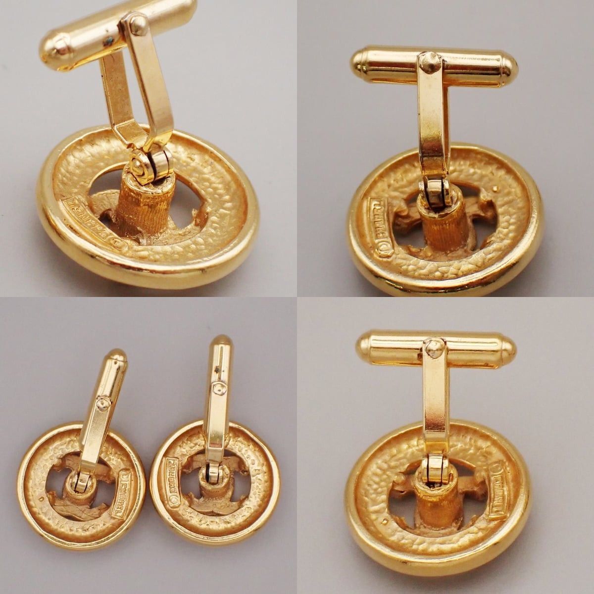 Chanel Chanel Gold Plated Vintage Logo Round Cufflinks Gold Size ONE SIZE - 4 Thumbnail
