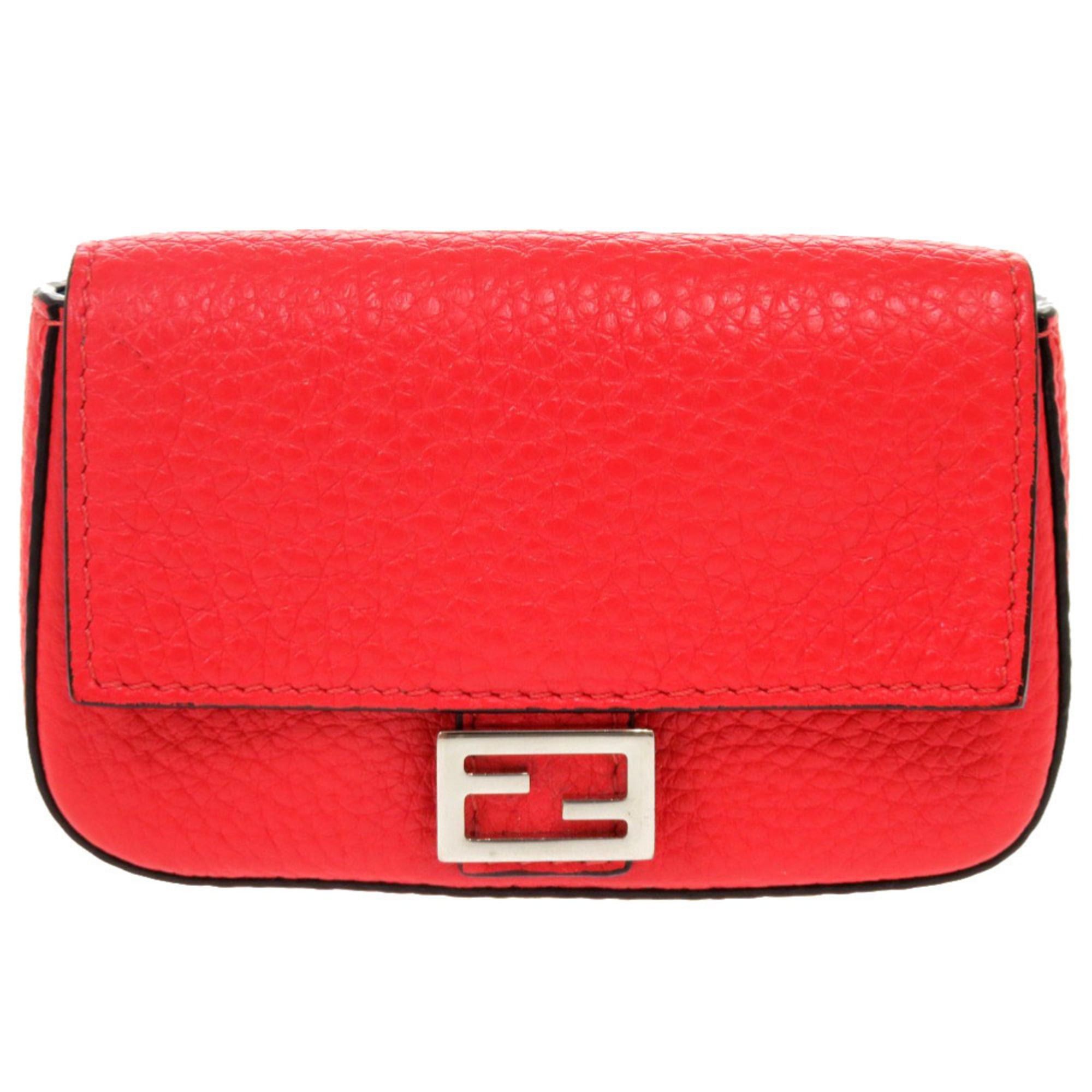 Fendi Excellent condition Fendi Micro Bucket 7AR763, red leather with silver hardware. Wallet/coin case, business card holder, 0071 FENDI Size ONE SIZE - 1 Thumbnail